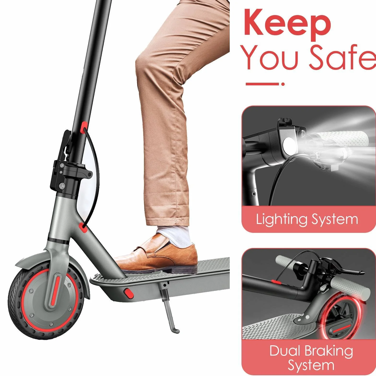 Patinete Eléctrico 350W/500W 25 km/h 35-48 km Autonomía 8.5"-10" Neumáticos Adultos Dual Frenado App