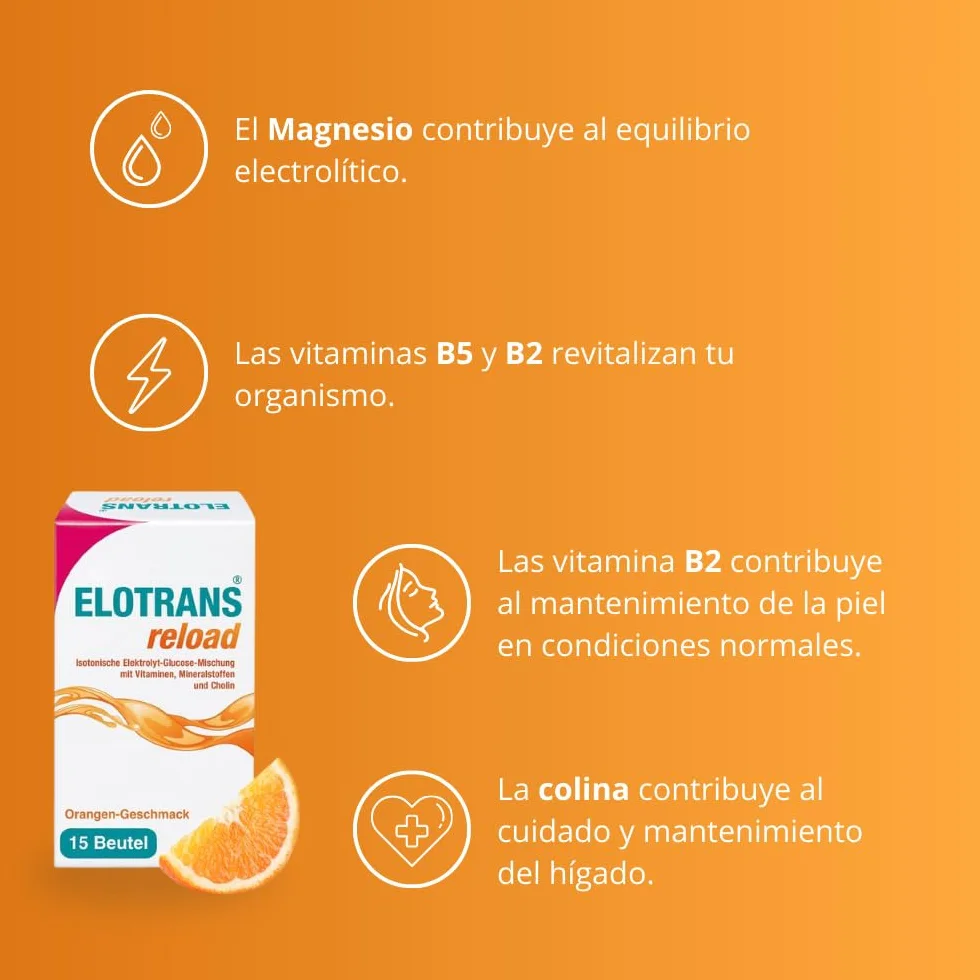 ELOTRANS Reload Electrolitos vitaminas minerales sobres naranja 15 sobres