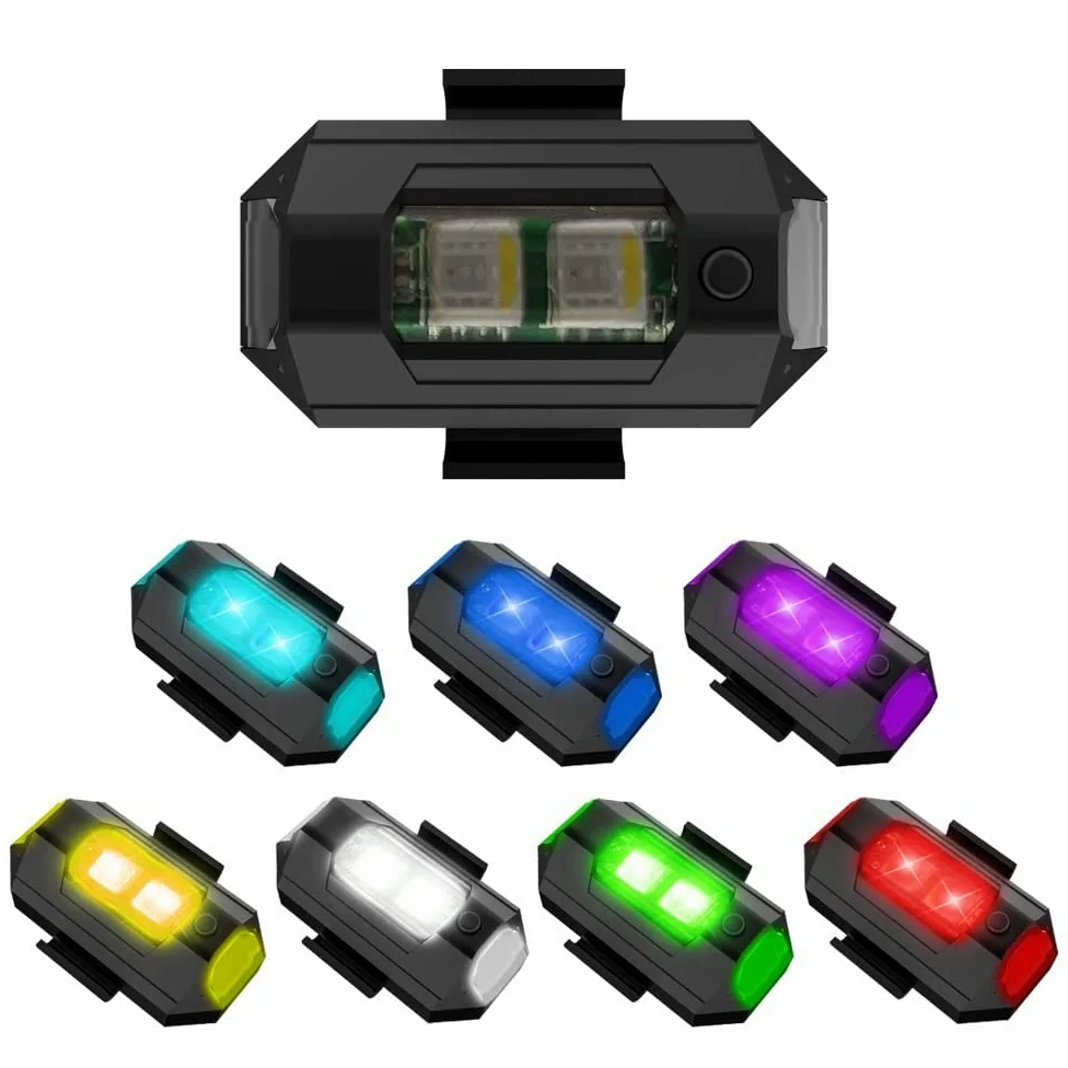 10 Piezas De Luces De Bicicleta Eléctrica Luces Traseras De Bicicleta De Montaña Luces De Advertencia Intermitentes Luces De Motocicleta De Siete Colores Luces De Avión Modificadas