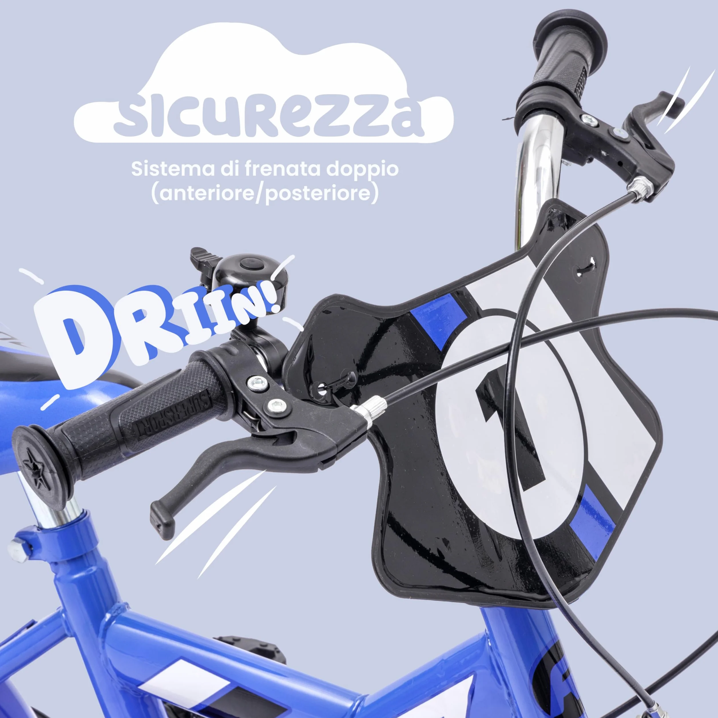 Baroni Toys Bicicleta Azul para Niños con Ruedas Incluidas, Bicicleta Deportiva de Acero para Niños, Bicicleta con Ruedas para Niños, Bicicleta para Niños de 4 a 7 Años