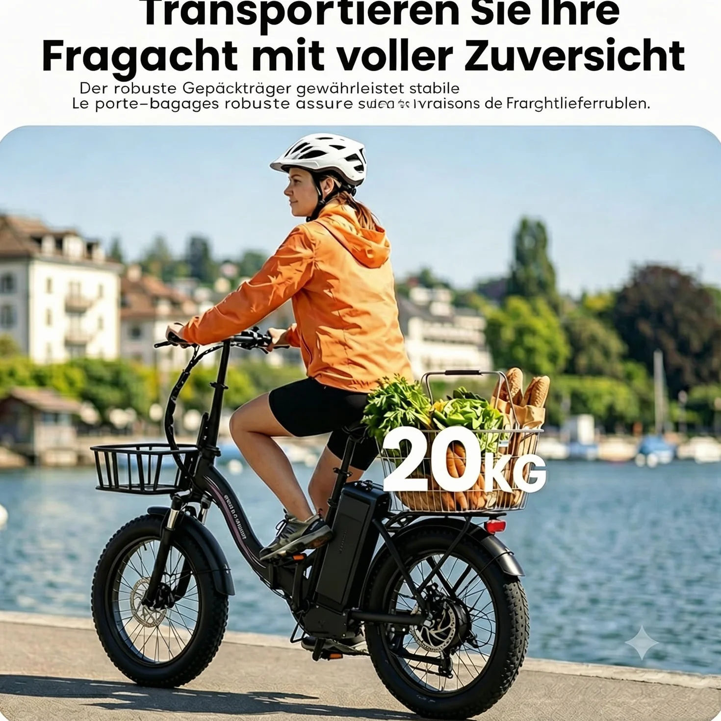 Bici Eléctrica para Adultos, 250W Bicicleta Eléctrica Plegable con 36V 13AH Batería Extraíble, Velocidad 25KM/H y Alcance 100KM, 20“ * 3.0” Fat Tyre E-Bikes para Viajeros Urbanos