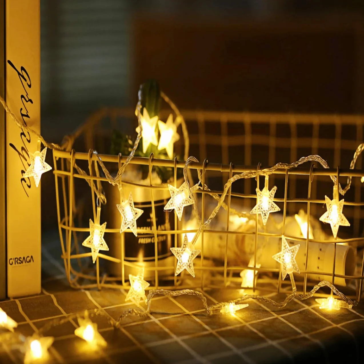 Adispotg Luces de Hadas Estrella LED 20ft 40 luces 2 modos para interiores y exteriores