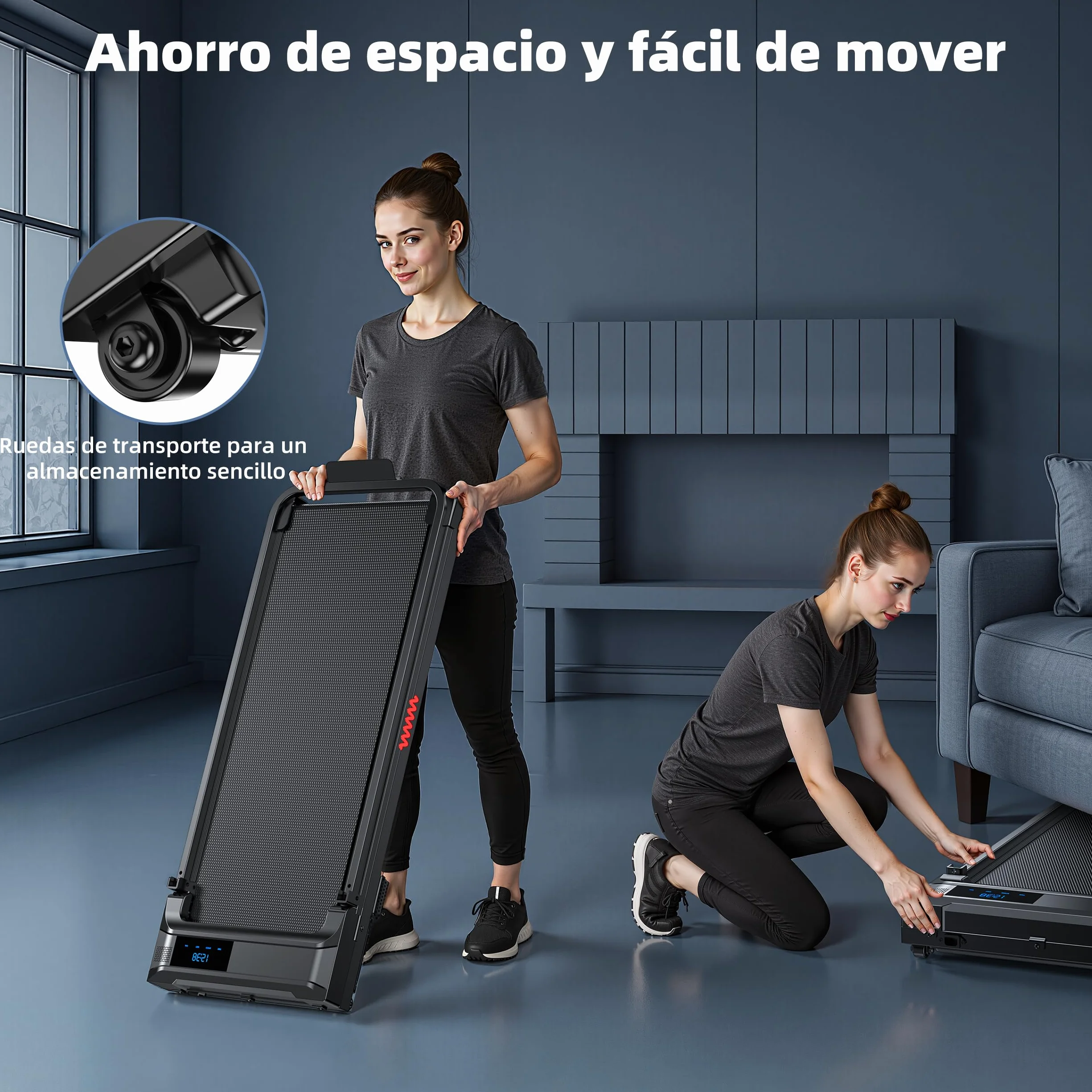Cinta de Correr Plegable 3 en 1 con Pantalla LED y Mando – Walking Pad Silencioso con Asas Desmontables,Oficina o Escritorio