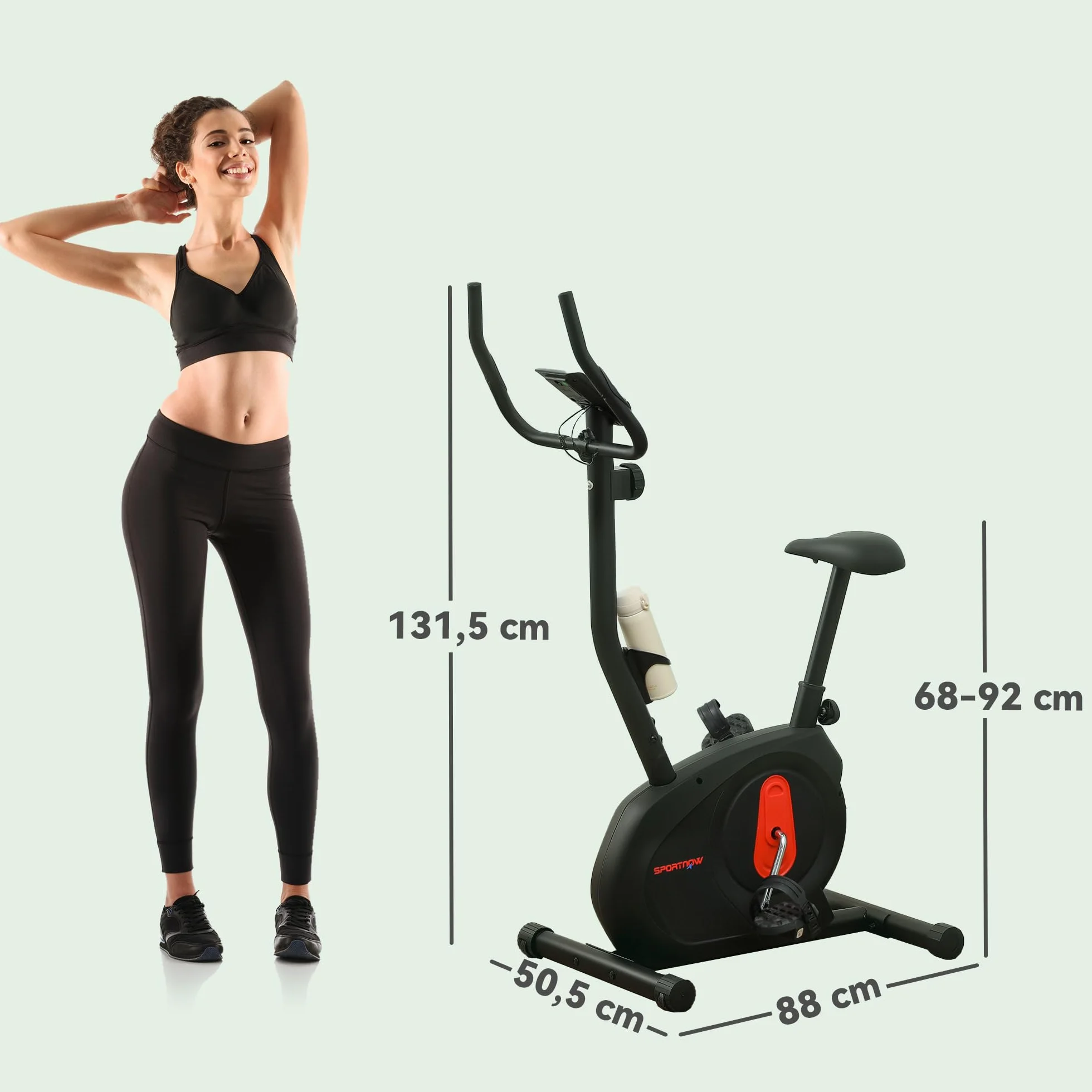 SPORTNOW Bicicleta Estática en Casa con Resistencia Magnética Ajustable Bici Estática Silenciosa con Volante Sensor de Frecuencia Asiento Regulable Pantalla LCD y Soporte de Teléfono Carga 100 kg