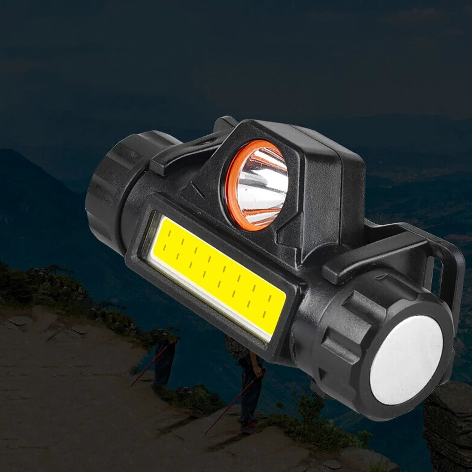 Linterna frontal resistente al agua LED COB luz de trabajo 2 modos de luz con imán USB faro batería integrada traje para pesca, camping, etc