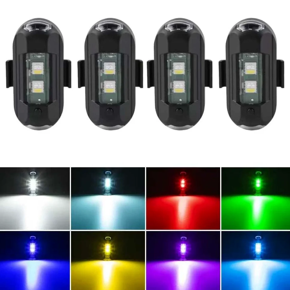 10 Piezas De Luces De Bicicleta Eléctrica Luces Traseras De Bicicleta De Montaña Luces De Advertencia Intermitentes Luces De Motocicleta De Siete Colores Luces De Avión Modificadas