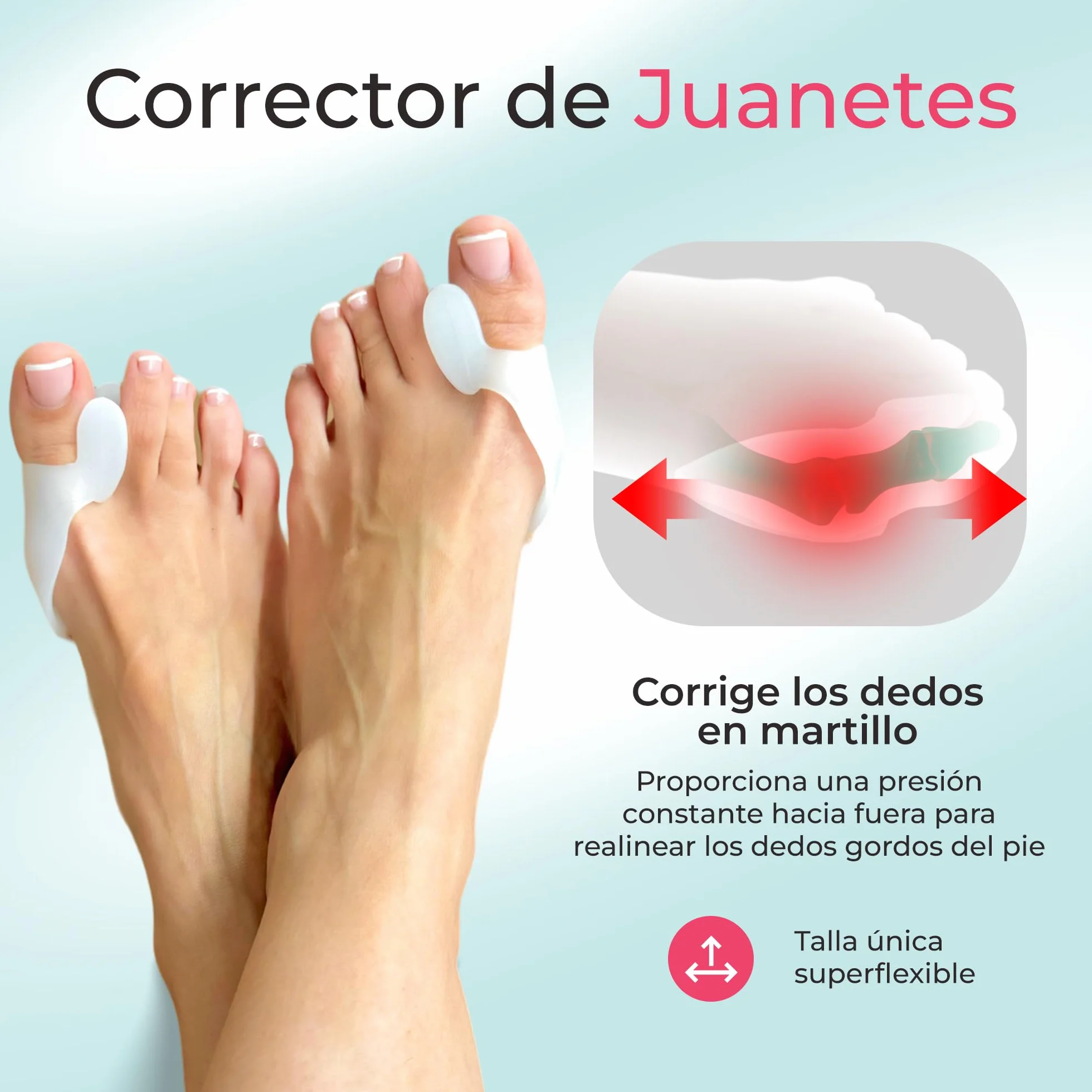 Almohadilla Metatarsiana Separador Dedos Pie Corrector Juanetes Hallux Valgus Dedos Superpuestos Libre BPA