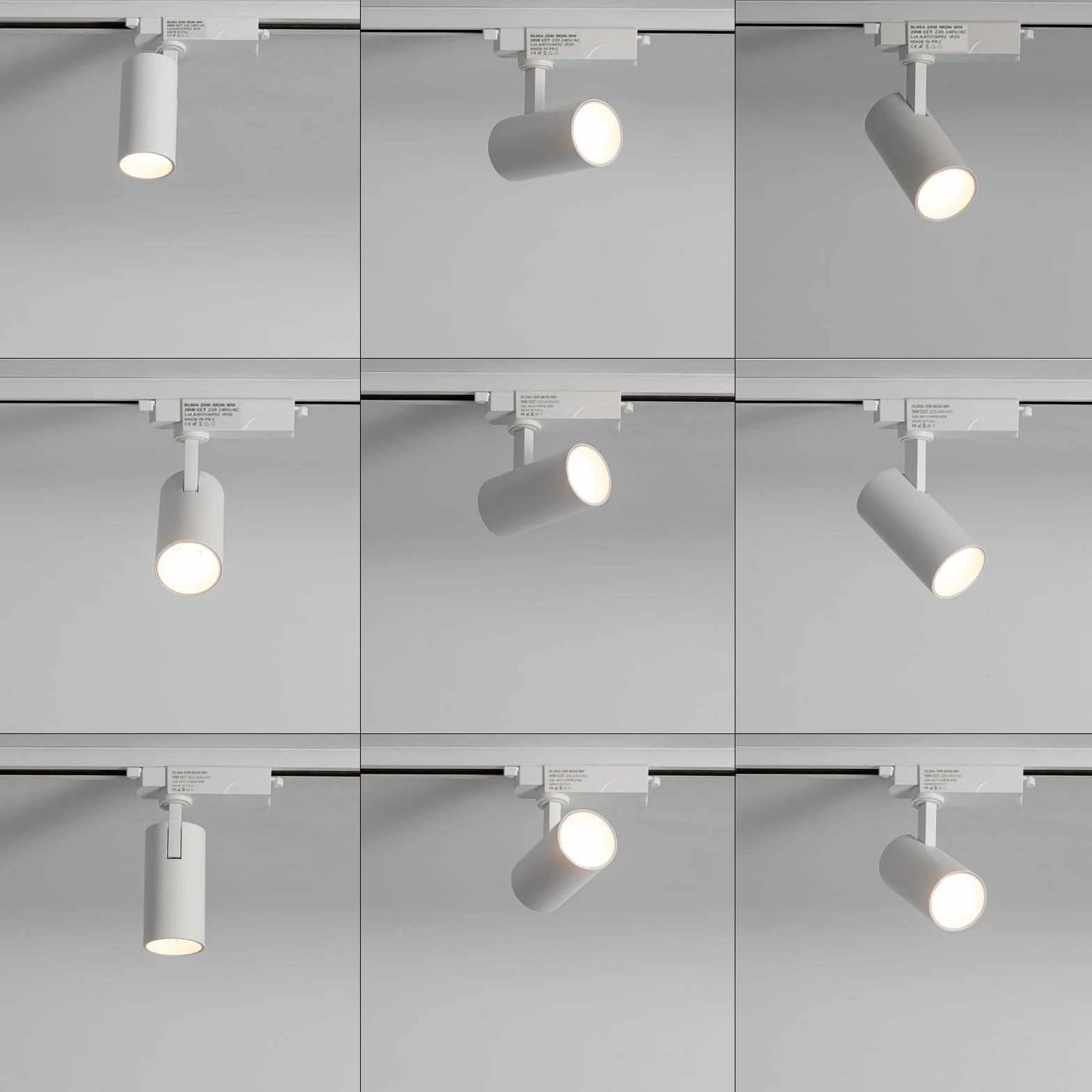 Alpinaluz Foco LED Carril Monofásico 20W 2000lm CCT Seleccionable 2700K-4000K-6000K Orientable Blanco Mate 40°