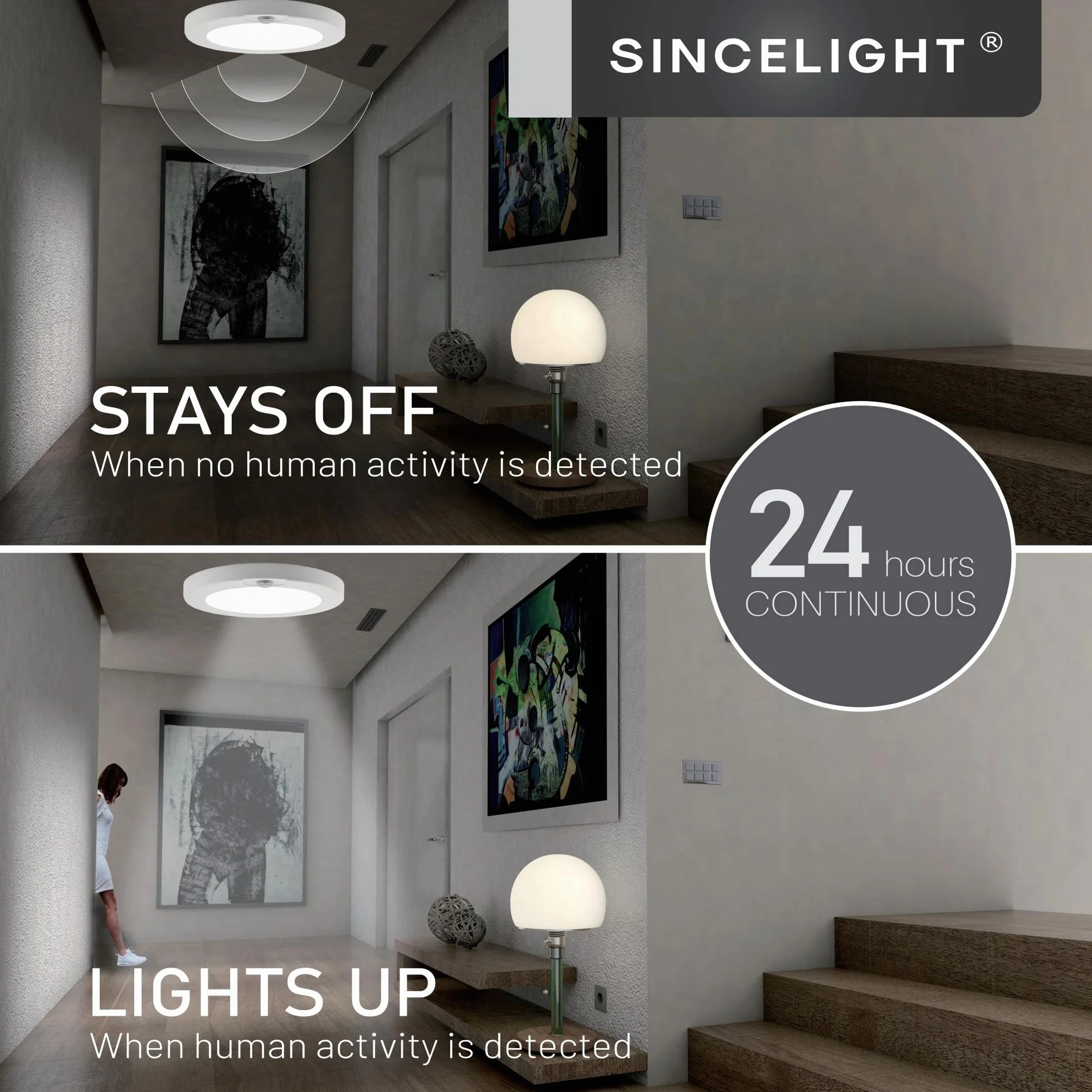 Lámpara de Techo LED 7W con Sensor PIR, Φ146mm, 2700K, Blanco Cálido, Armario Pasillo, Resistente Humedad