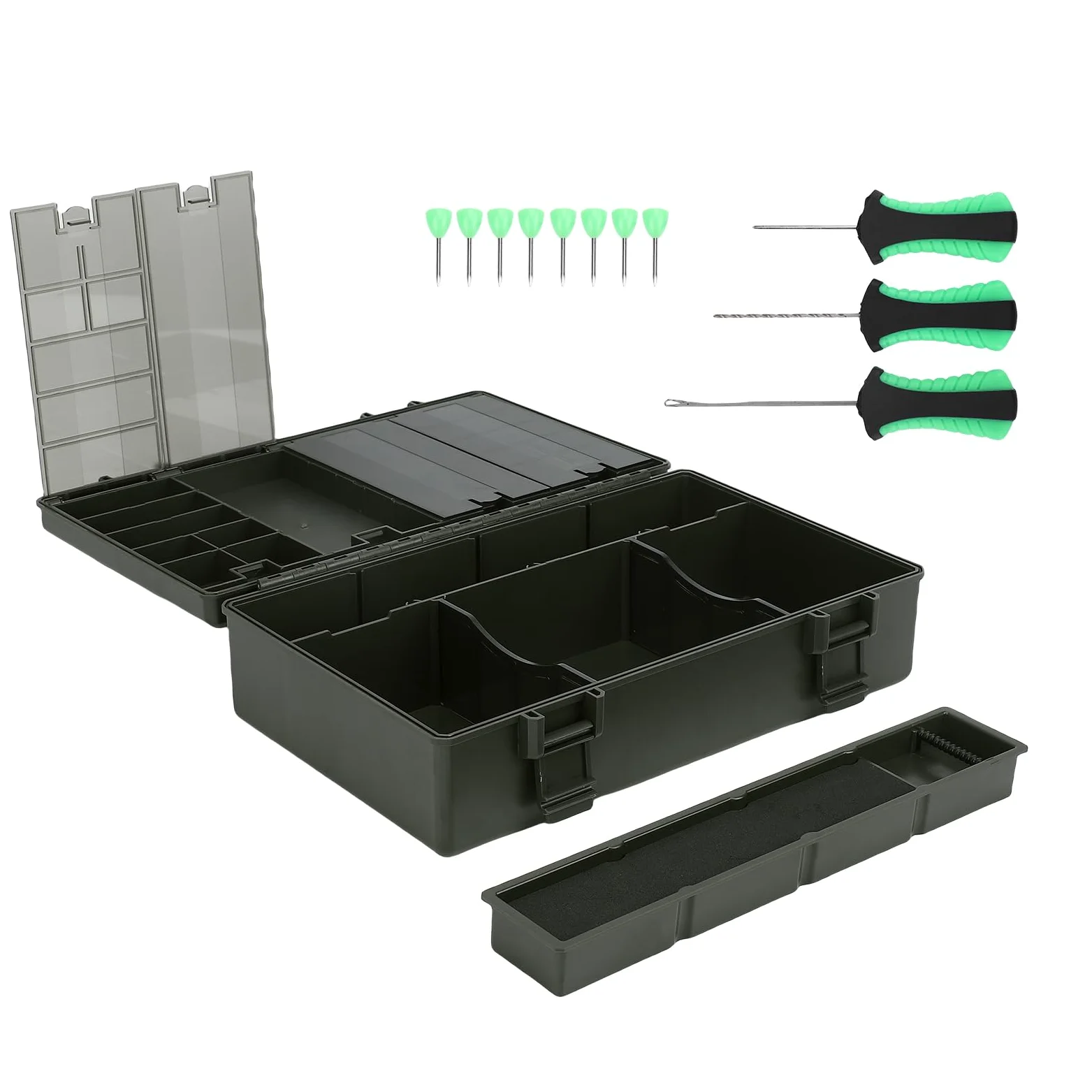 Caja de Aparejos de Pesca Organizador Multifuncional con Báscula para Almacenamiento de Equipos de Pesca de Carpa ABS + PC 258x172x75mm (Caja de almacenamiento de multifuncional)