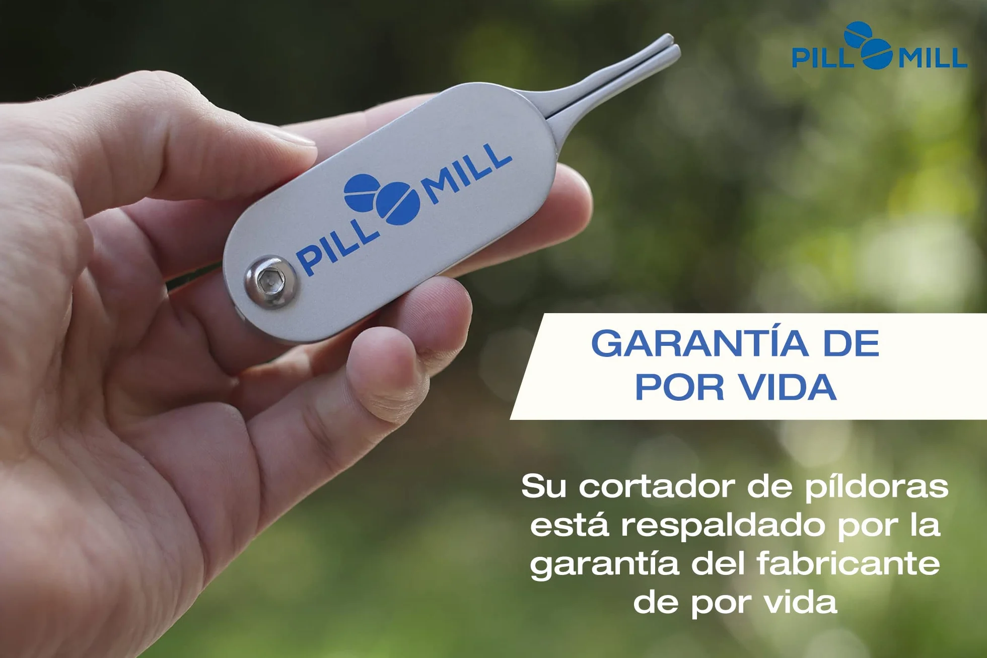 Pill Mill Cortador de Pastillas con Cuchillas de Metal y Mango de Agarre