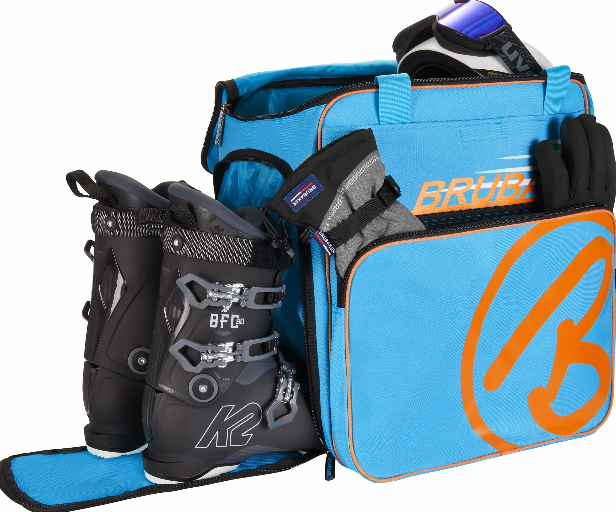 BRUBAKER 'Super Champion 2.0' Bolso para Deporte - Mochila Porta Botas De Esquí - Azul/Naranja
