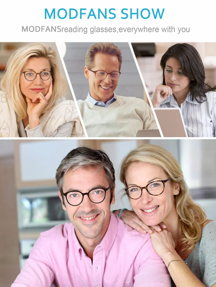 MODFANS Pack de 4 Gafas de Lectura para Presbicia Hombres Mujeres Ligeras Comodas