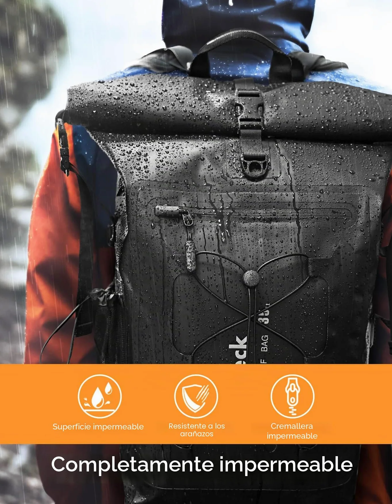 Inateck Mochila de Ciclismo de Gran Capacidad Organizador Multifuncional Impermeable para Bicicletas con Correa para el Hombro Desmontable para IR en Bicicleta, de excursión y al Aire Libre