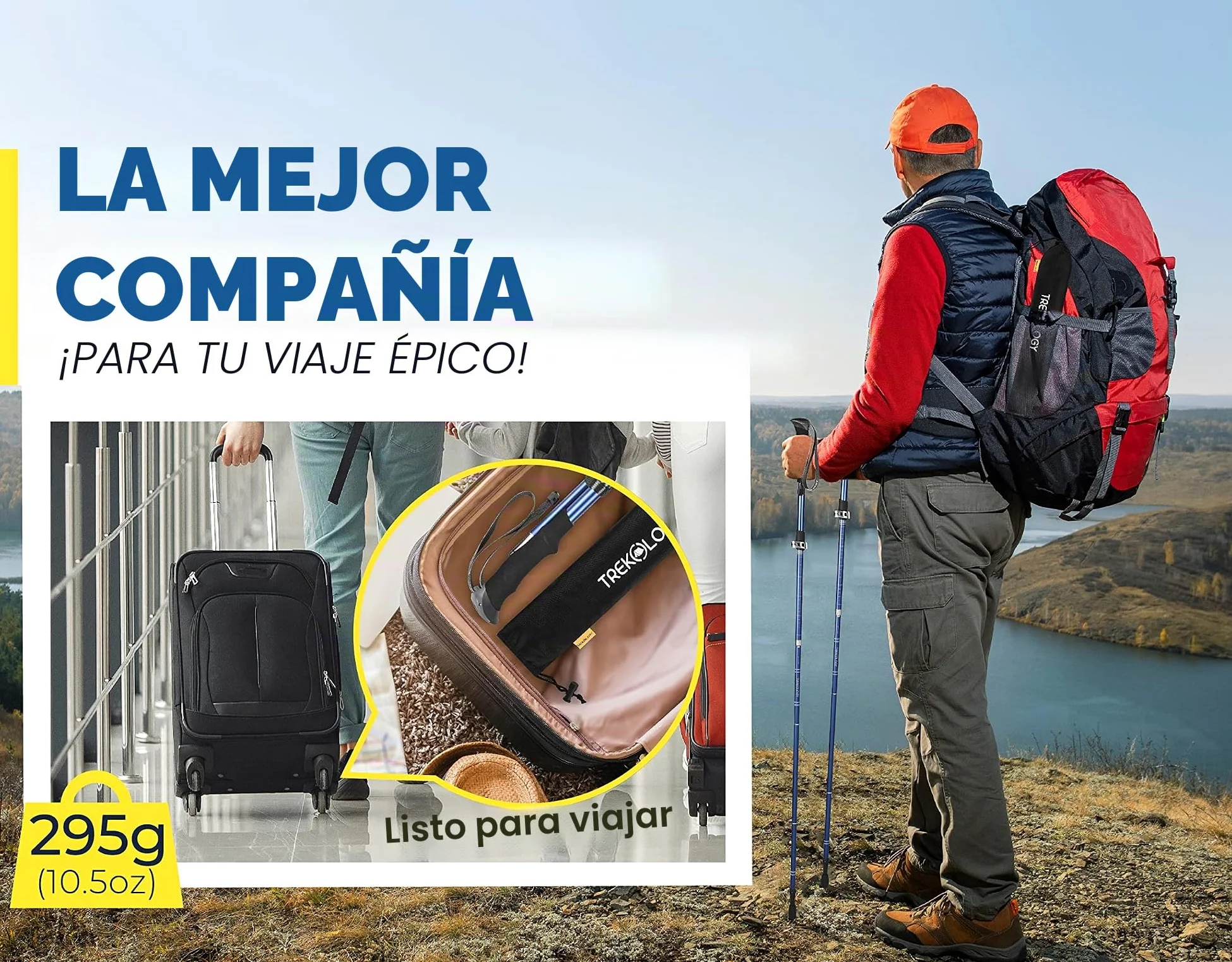 TREKOLOGY TREKZ SE Set de 2 Bastones Trekking Plegables - Nórdico Bastones Senderismo para Hombre, Mujeres y Personas Mayores - Bastones para caminar montaña Porras Seguridad con Empuñadura Espuma EVA