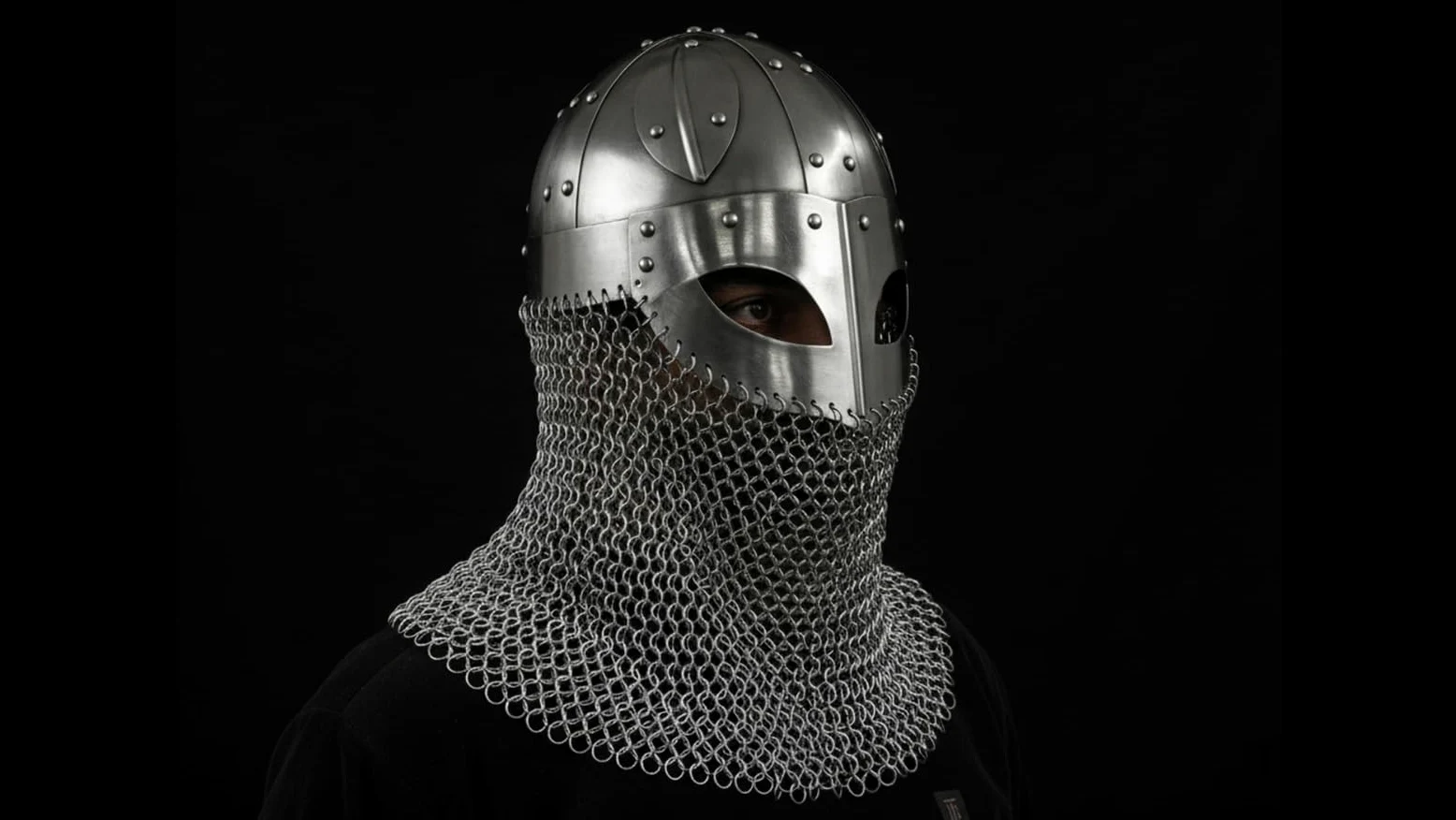 Históricalmuseum - Casco de viaje con diseño de brazo medieval con chainmail, con soporte para freé