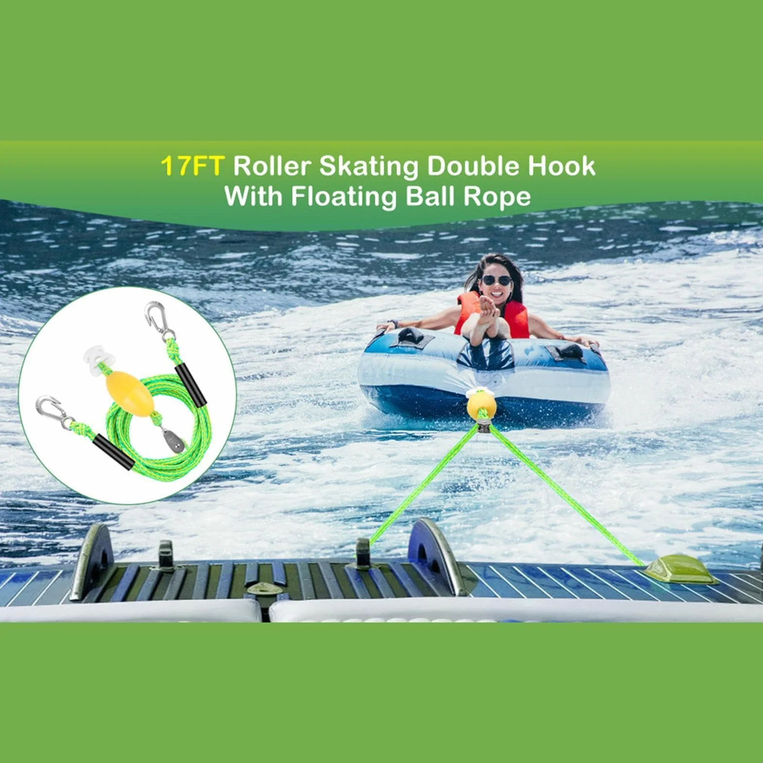 Cabo de Remolque 5 Metros con Flotador Antideslizante para Accesorios de Bote de Esquí Acuático