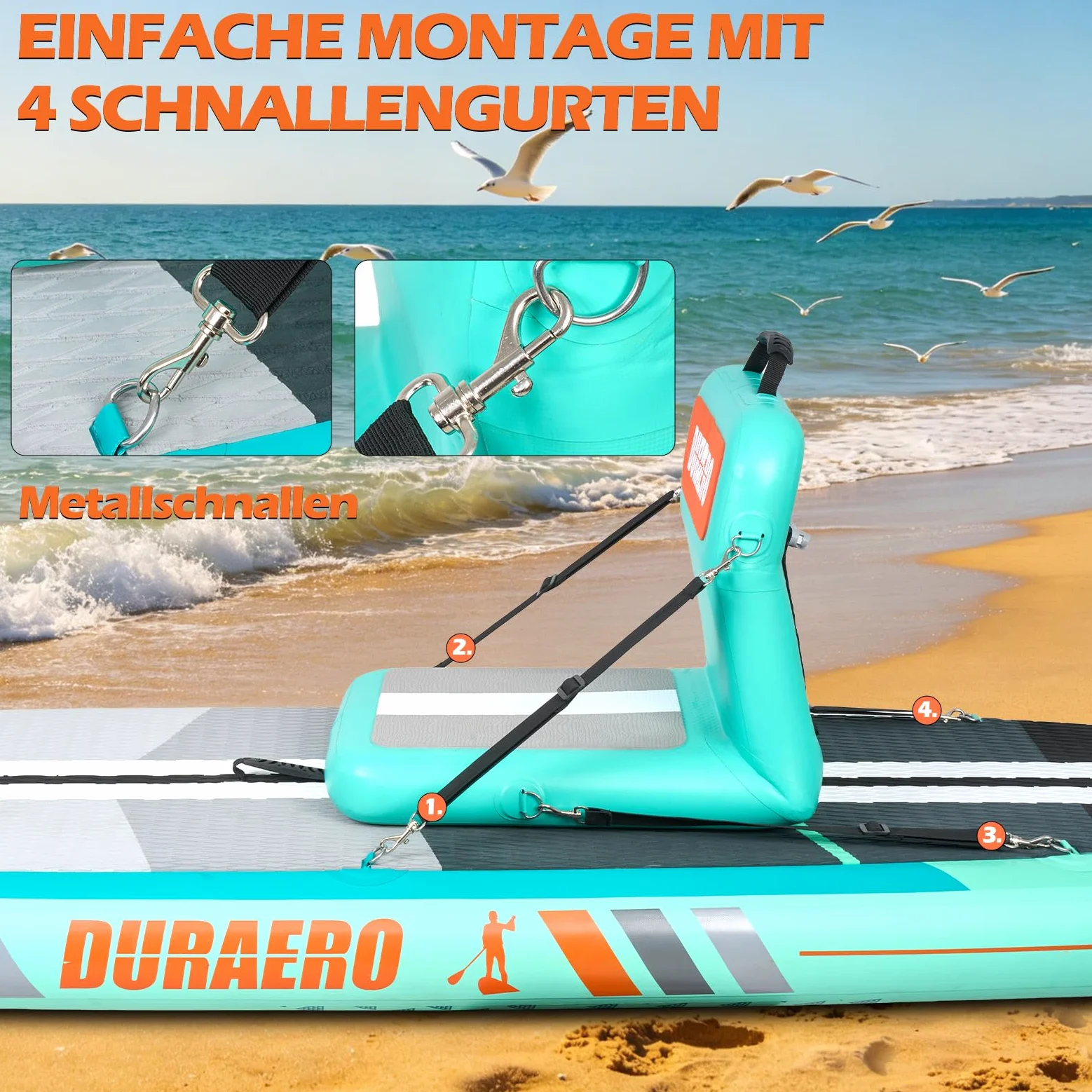 DURAERO Asiento inflable para kayak con respaldo, asiento de SUP y kayak con superficie antideslizante EVA, asiento cómodo para accesorios de tabla de paddle up