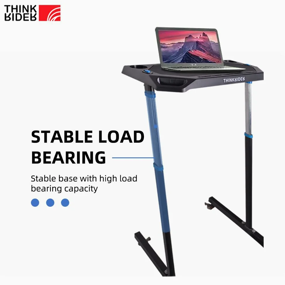ThinkRider Mesa de bicicleta ajustable – Carrito para ordenador portátil para bicicleta estática o bicicleta – Entrenamiento mientras trabajas o viendo la televisión, mesa de pie