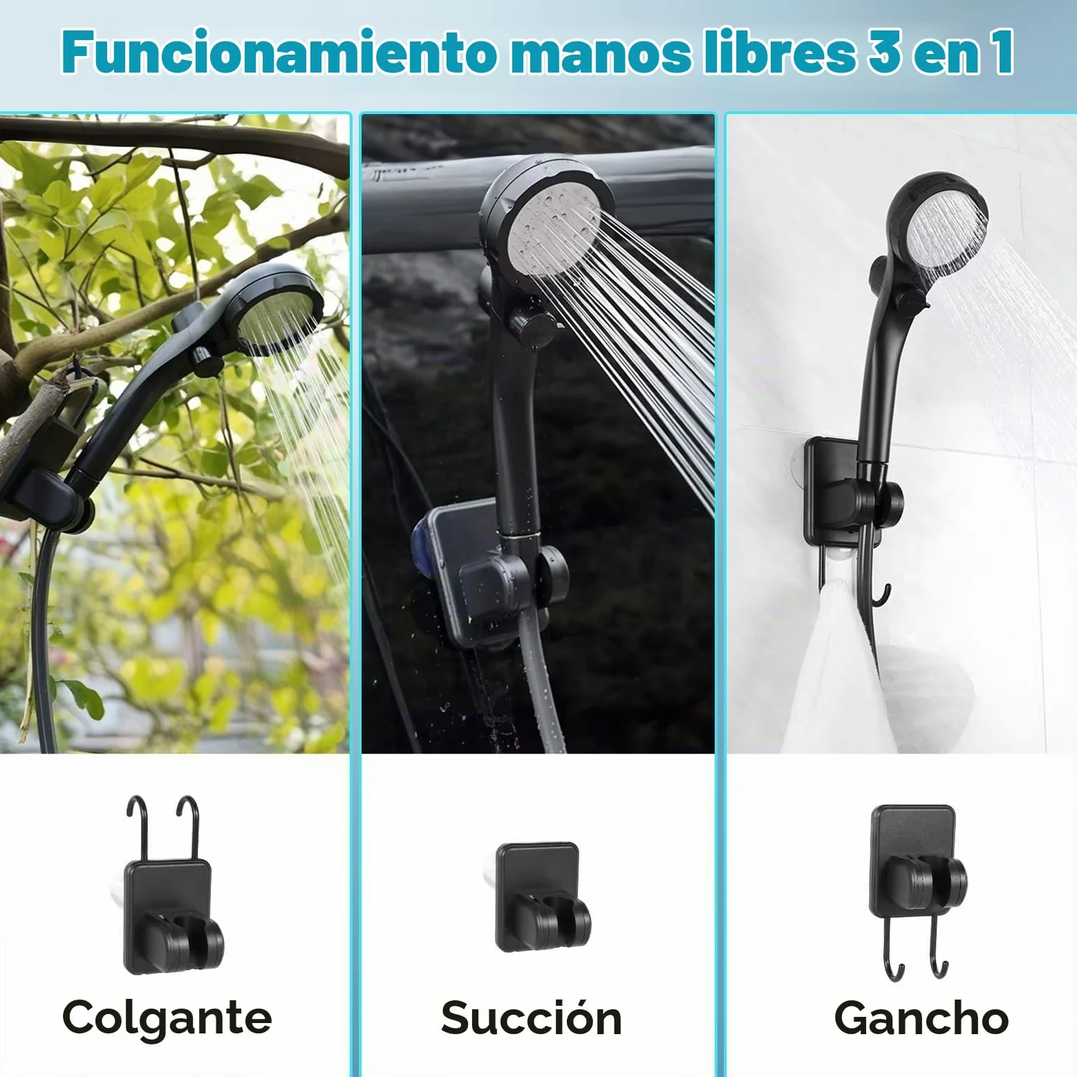Ducha portátil para camping, 6000 mAh recargable al aire libre con pantalla LED, bomba de ducha portátil impermeable IPX7 y cabezal de ducha para senderismo, viajes, RV, coche, baño de