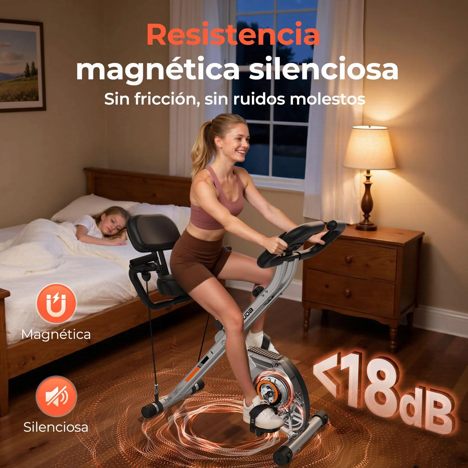YOSUDA Bicicleta estática plegable, bicicleta estática plegable, bicicleta estática ahorra espacio con banda de resistencia incorporada