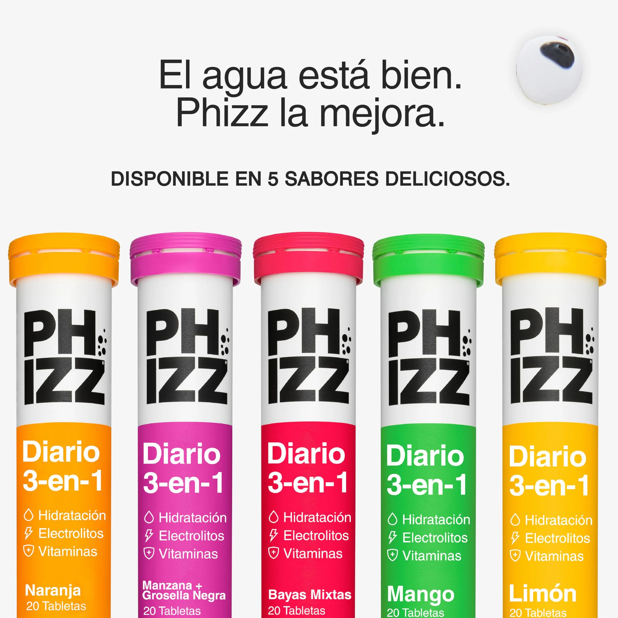 Phizz Electrolitos Multivitaminas e Hidratación Efervescente 20 Comprimidos - 18 Vitaminas y Minerales, Vitamina C, Naranja