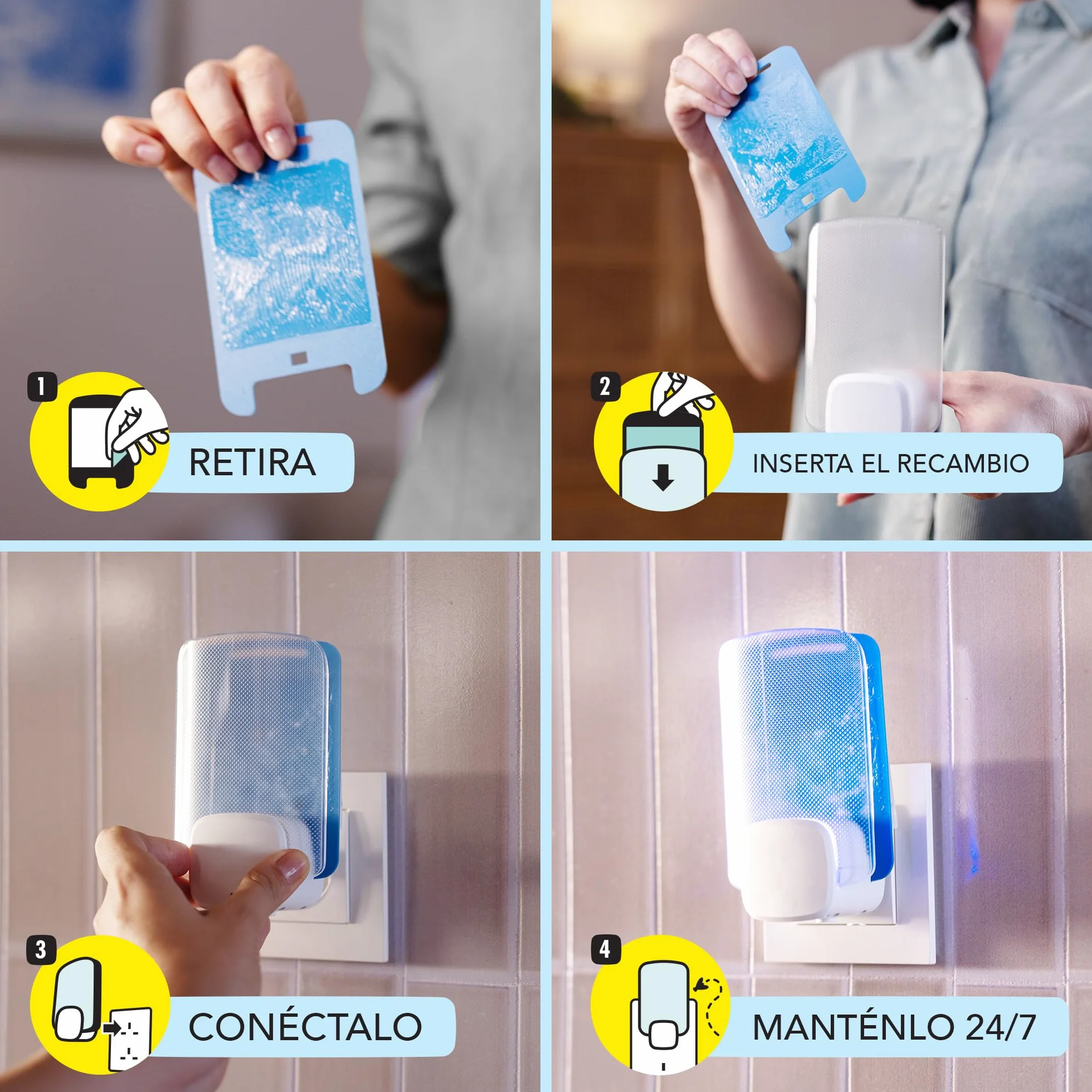 Raid Essentials 2 x Recambio para Trampa LED Antimoscas, Antimoscas de Fruta y Antipolillas, Sin Insecticida, Protección 24/7, para Uso Interior, Paquete de 2