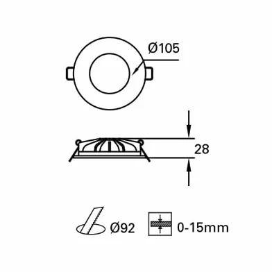 FORLIGHT Downlight IP44 LED 6.5W 4000K Blanco 394Lm