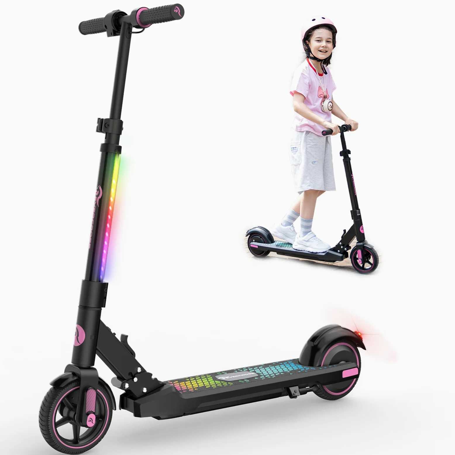 EVERCROSS EV06C Patinete Eléctrico, 6,5'' Patinete Eléctrico Plegable Niños 6 a 12 Años, hasta 15 KM/H & 8 KM, Pantalla LED, Luces LED Coloridas, Patinete niños Liviano E Patinete | Para niños de 6 a 12 años, hasta 15 km/h y 8 km, 3 velocidades, pantalla