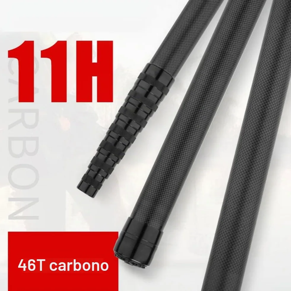 Caña telescópica, pescar de carbono, dinámica, ligera, estable, uso flexible, mango de red de pesca de carpa, accesorios- de pesca (2,7 m)