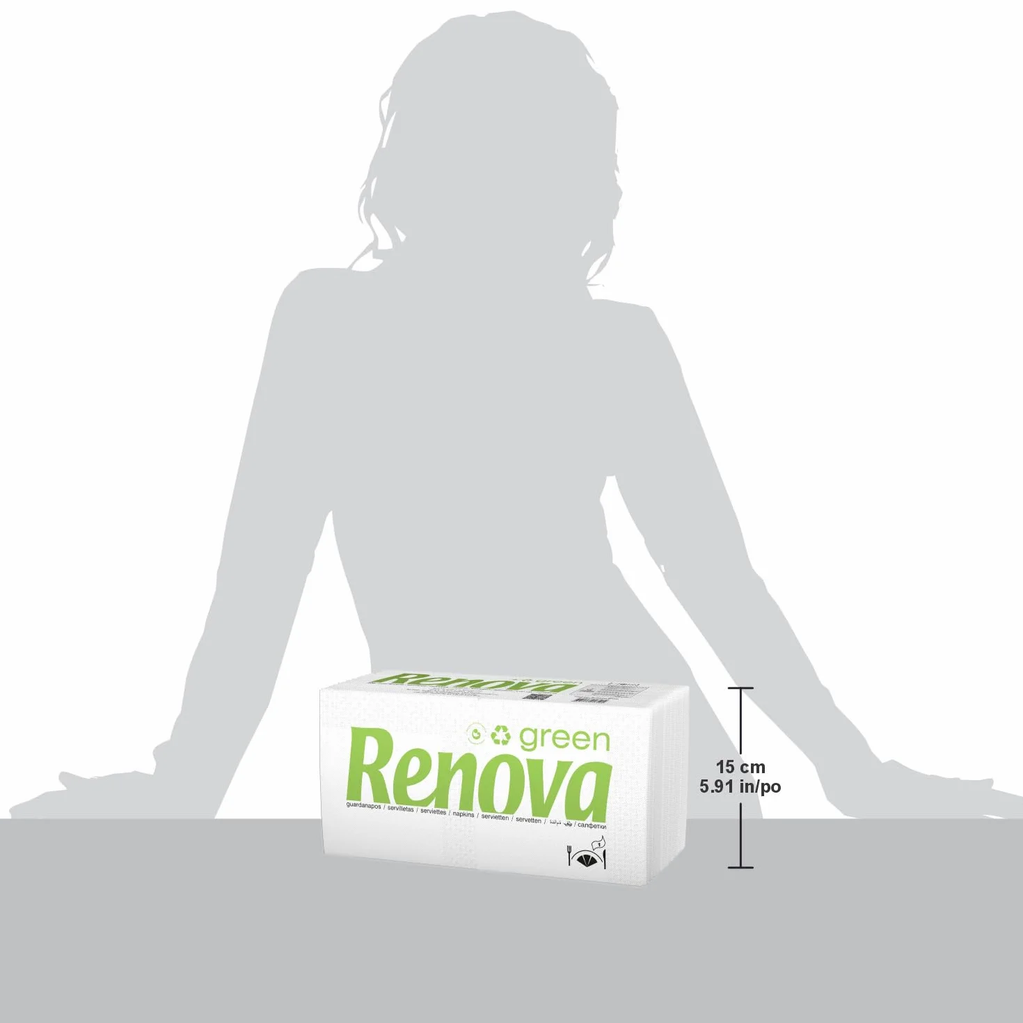 Servilletas Renovagreen Papel Reciclado 200 Unidades Etiqueta Ecológica Europea Tamaño Estándar
