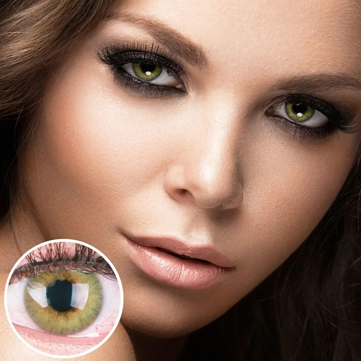 GLAMLENS lentillas de colores verdes Rose Green 1 par 90 Días Sin Graduación lentes de contacto hidrogel de silicona