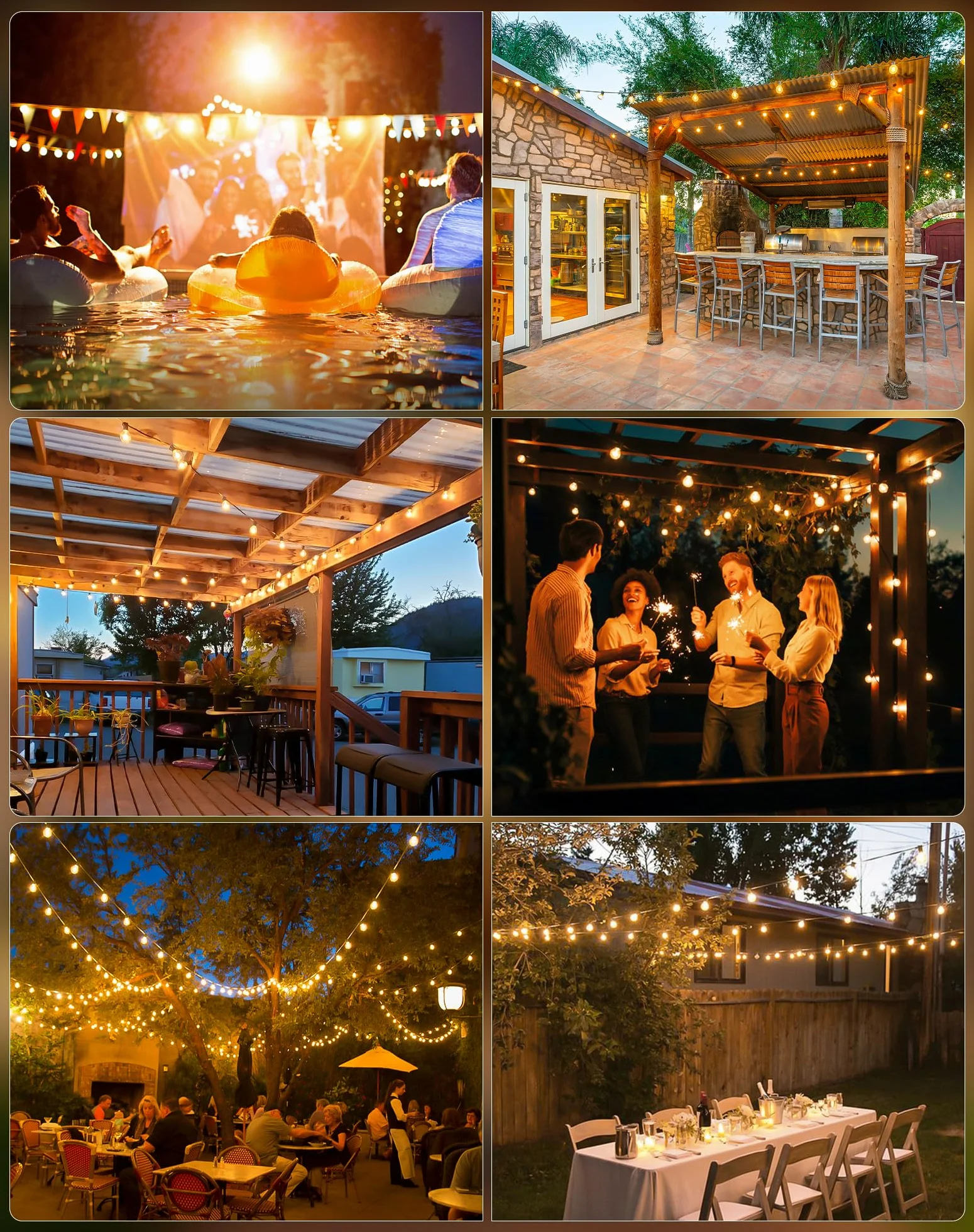 Guirnalda Luces Exterior LED 9M 30Ft G40 Impermeable Iluminacion para Jardin Patio