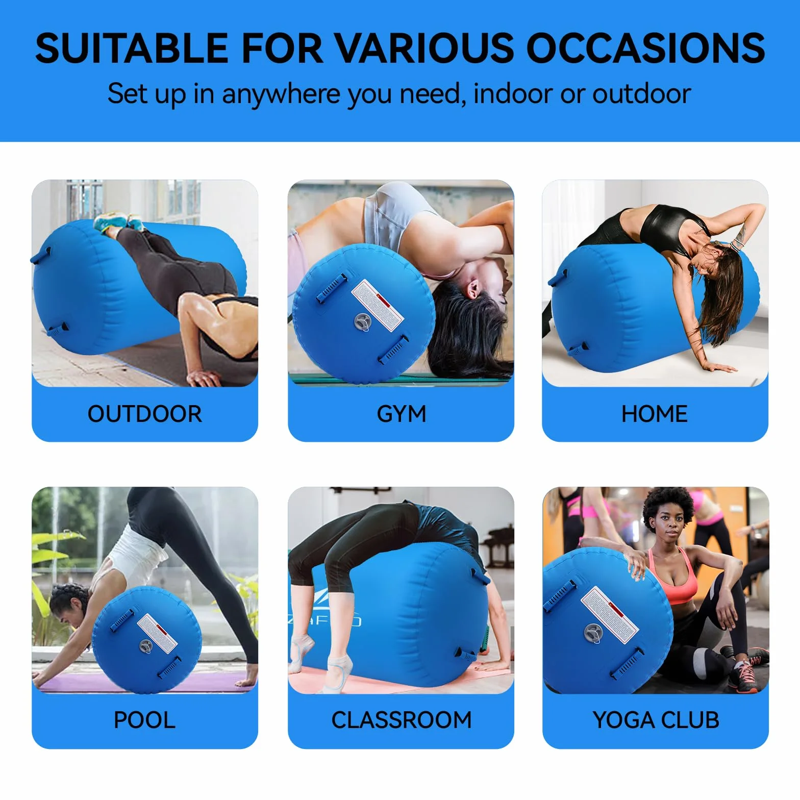 Rodillo de aire inflable para yoga y gimnasia con bomba