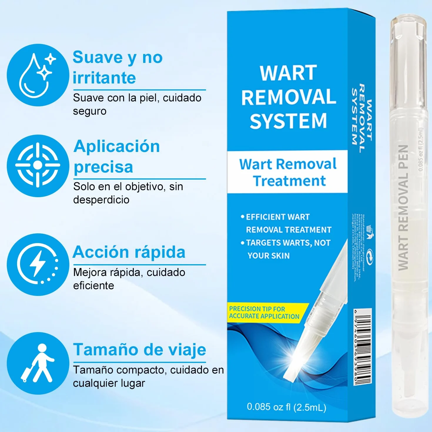 Removedor de verrugas de acción rápida - Lápiz con ácido salicílico y pincel de precisión (2.5ml)