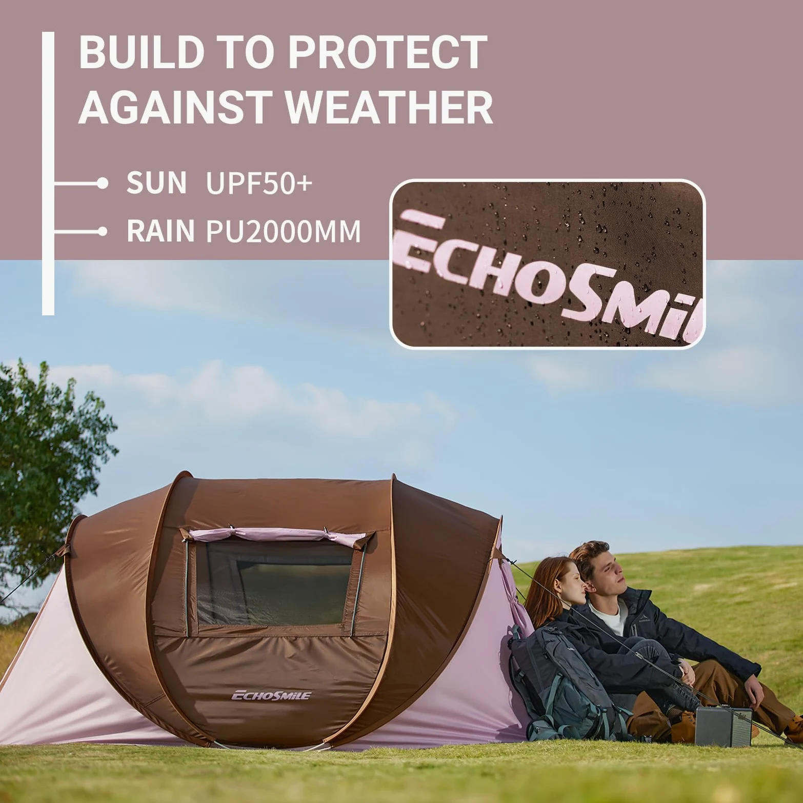 EchoSmile Tienda de campaña desplegable instantánea, 2/4/6 personas, tienda de campaña de fácil instalación, cúpula resistente al agua, portátil con bolsa de transporte