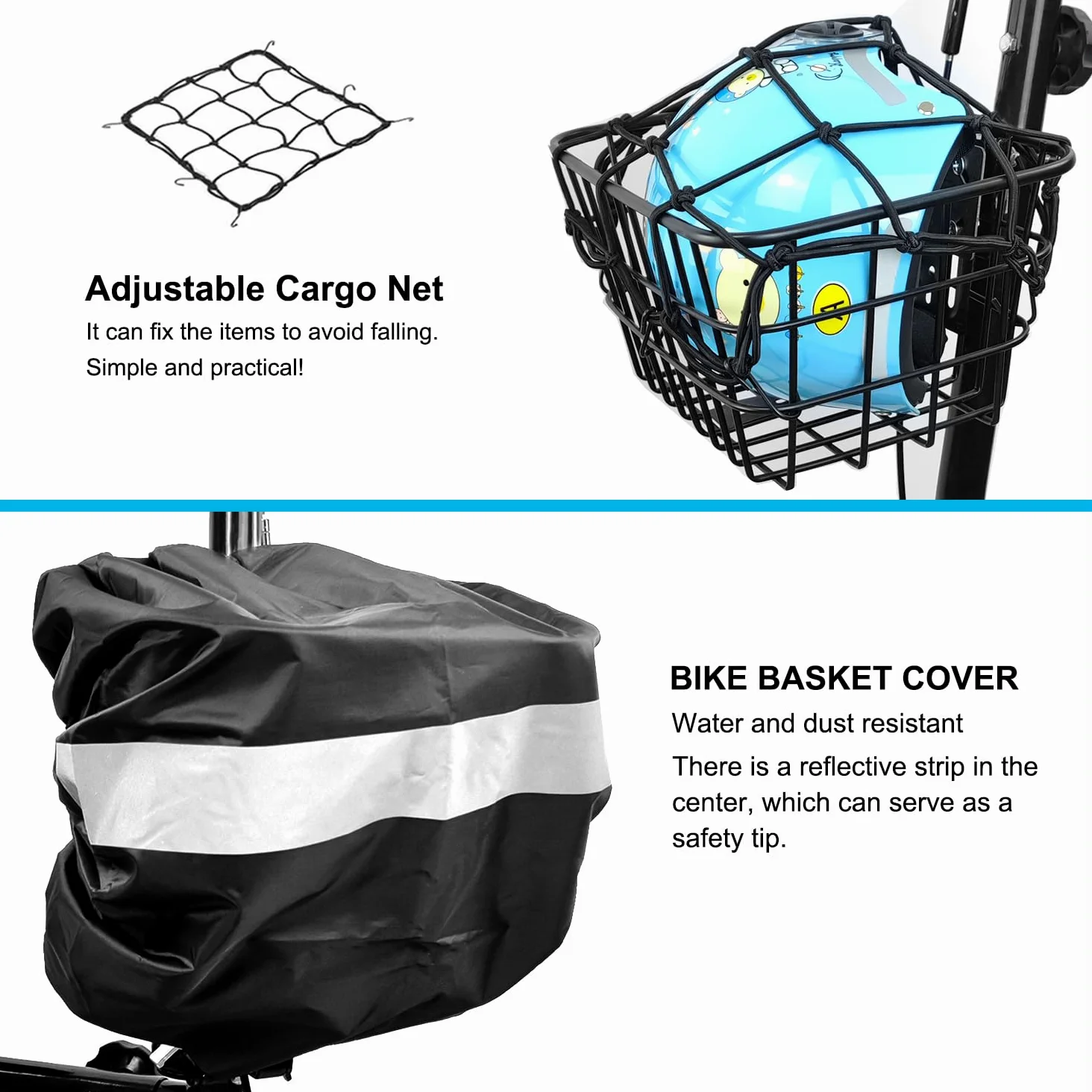 Cesta de bicicleta con red de carga y cubierta, cesta de scooter con soporte fijo, cesta de bicicleta eléctrica de metal para bicicleta eléctrica Jetson, scooter, scooter de rodilla y bicicleta
