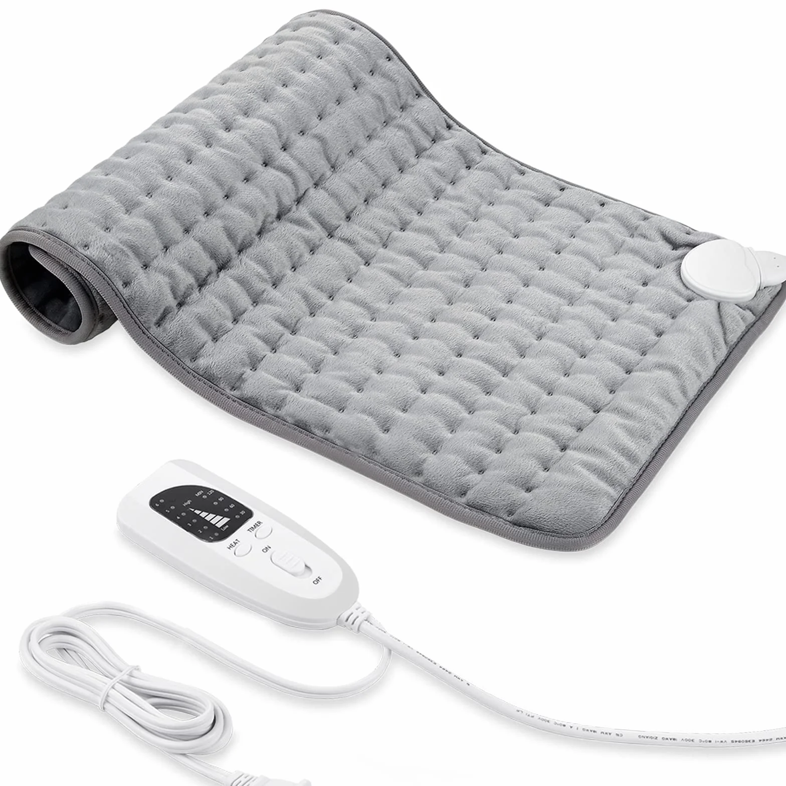 Manta Electrica Almohadilla Termica Calefaccion Electrica Apagado Automatico 6 Temperaturas Gris Claro 30x60cm