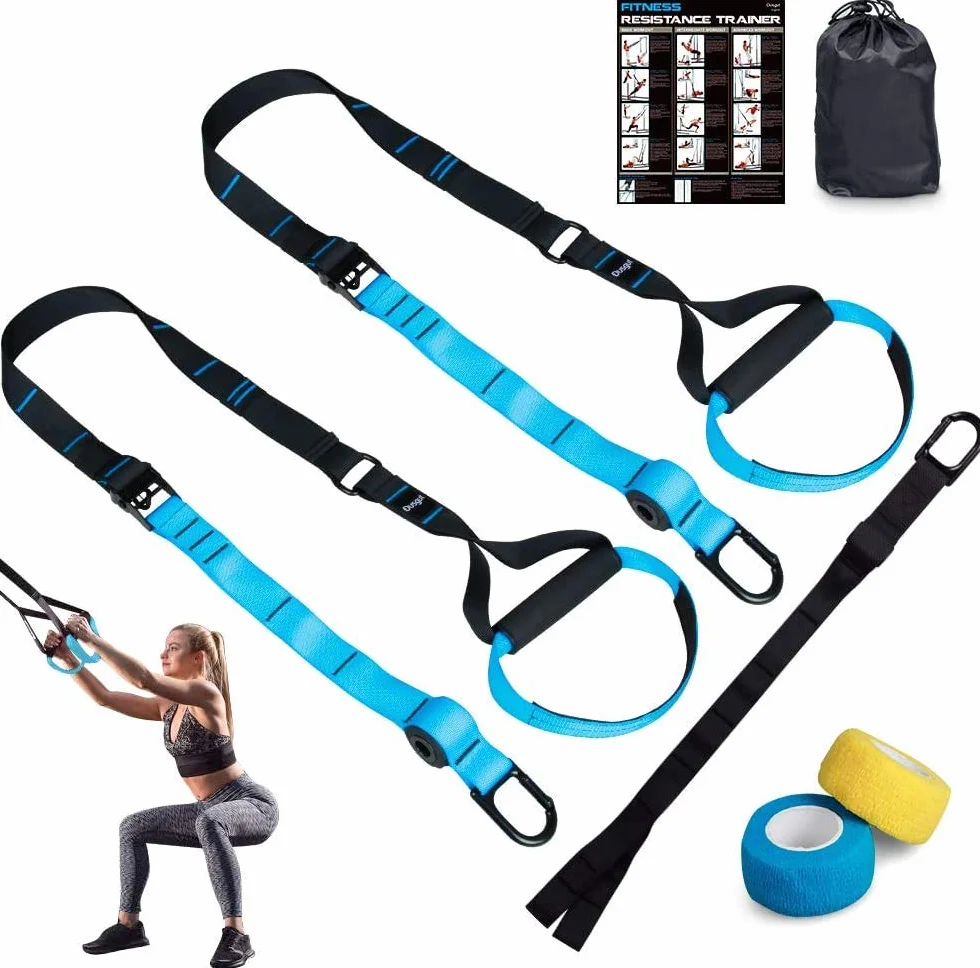 Dusgut Entrenamiento en Suspensión, Bandas Elásticas Fitness, Mejora la Flexibilidad y el Equilibrio, Adecuado para Entrenamiento Muscular, Entrenamiento Central, Ejercicio Aeróbico (Azul)