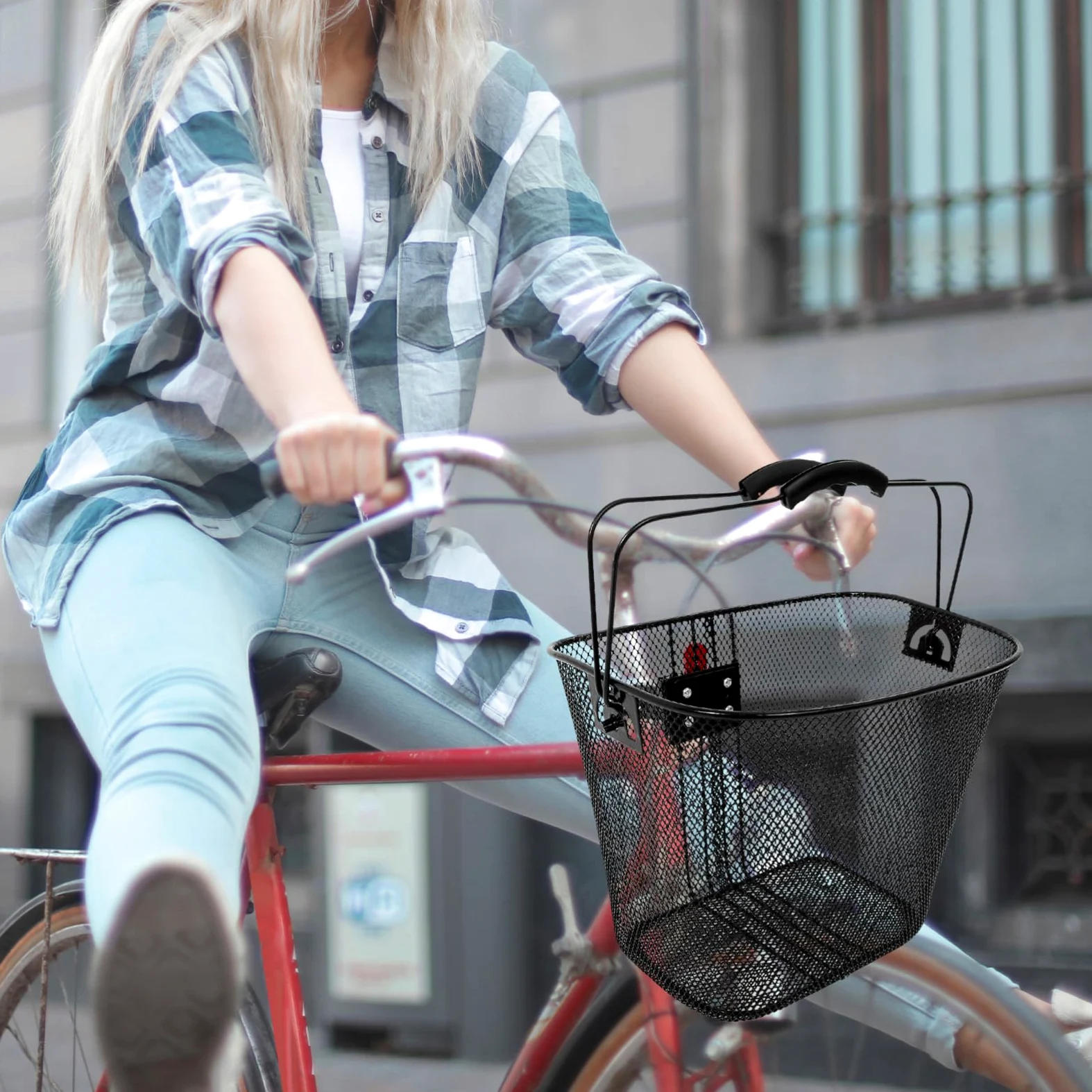 Sosoport Cesta para Bicicleta de Montaña Desmontable de Hierro Negro | Plástico, Uso Exterior, Efecto Decorativo, Formato Portátil, Accesorios Bici