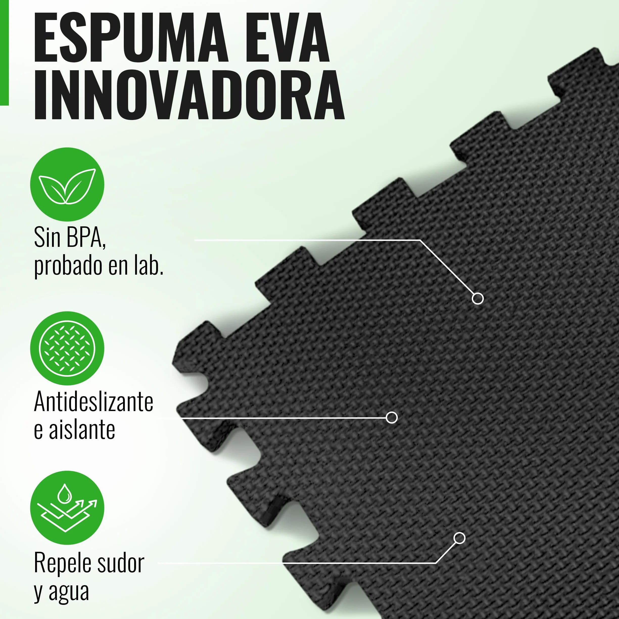 AthleticPro Esterilla protectora para el suelo Fitness [60 x 60 cm] – 18 alfombrillas extra gruesas [20% más protección] – Esterillas protectoras antideslizantes para gimnasio y dispositivo de fitness