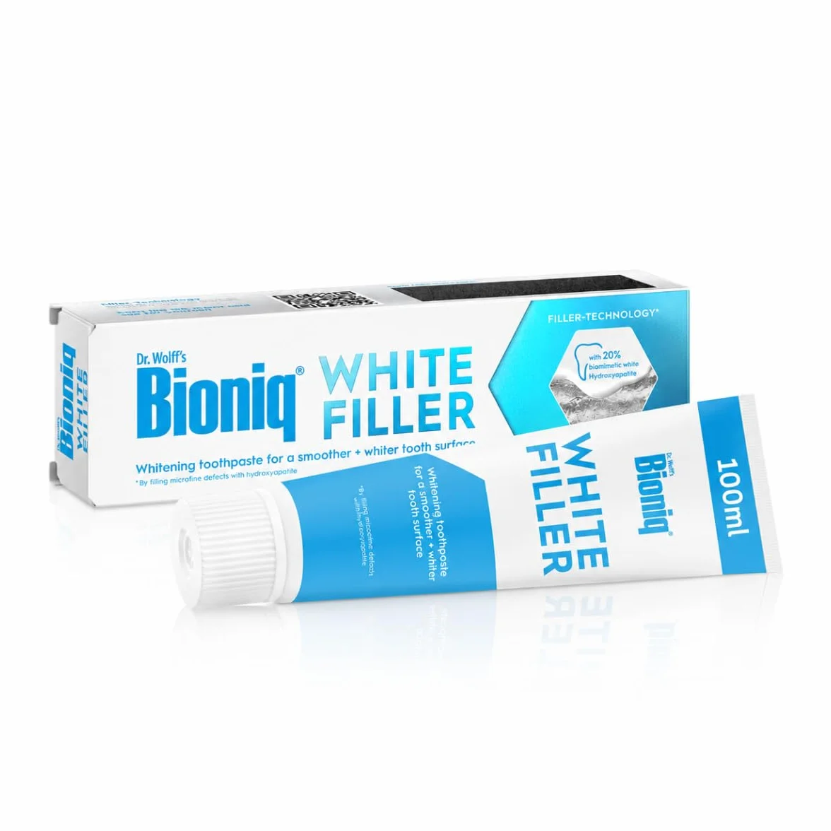 Bioniq® White Filler Pasta dental blanqueadora 100 ml con hidroxiapatita sin flúor