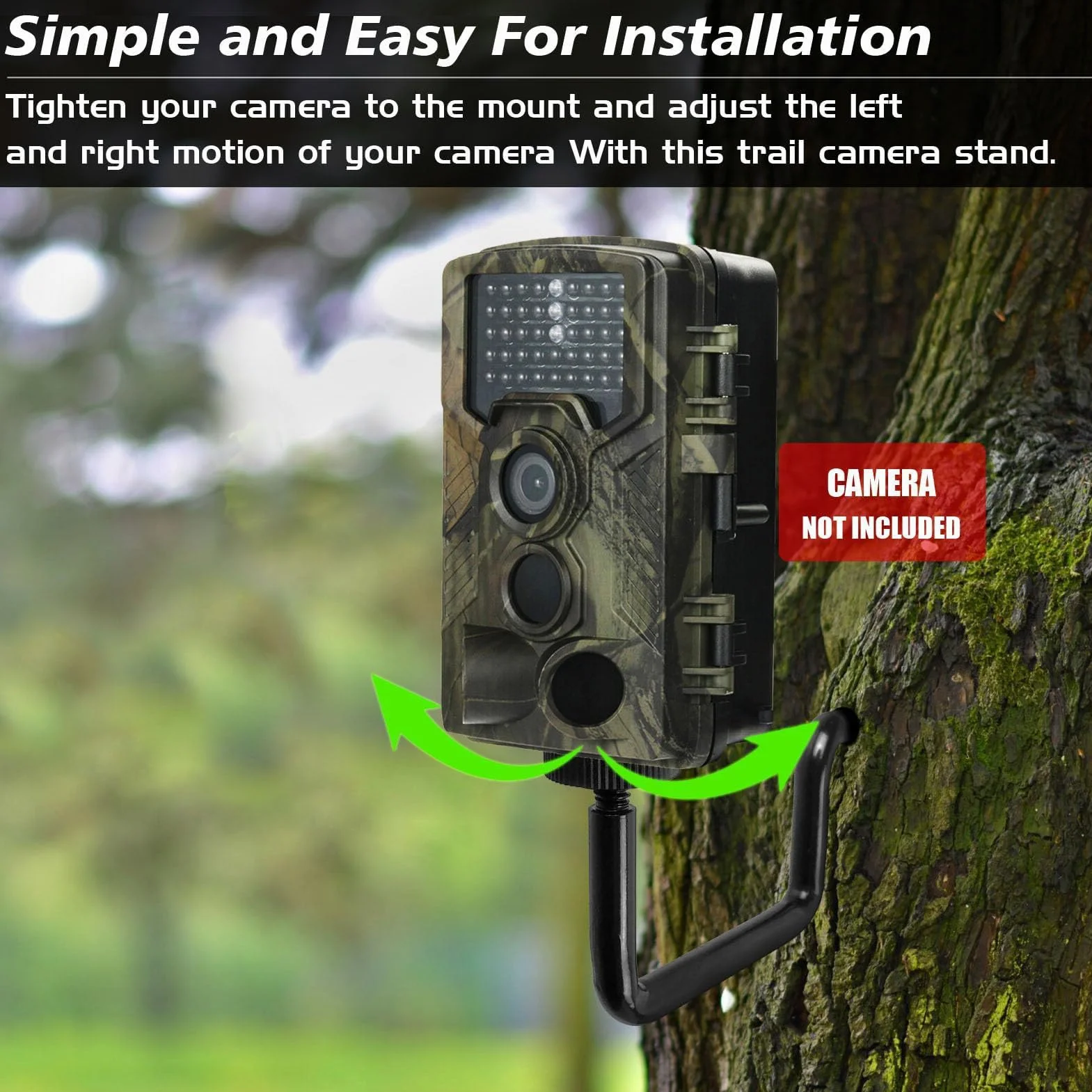 Soporte para cámara de sendero en árbol, hierro fuerte y fácil instalación, soporte de árbol de cámara de caza, soporte de montaje de tornillo, accesorios de caza para disparar cosas y juegos,