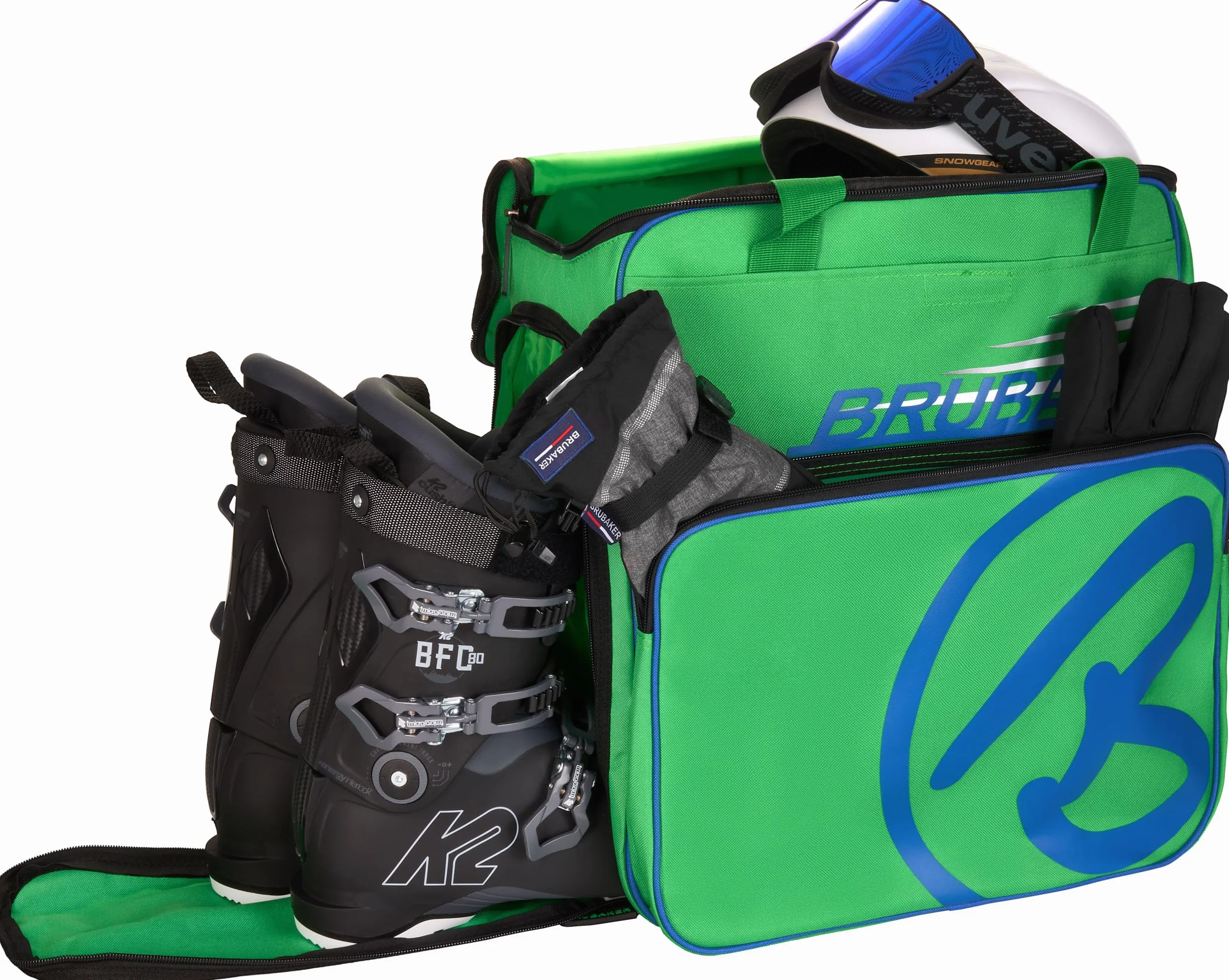 BRUBAKER 'Super Champion 2.0' Bolso para Deporte - Mochila Porta Botas De Esquí - Verde/Azul