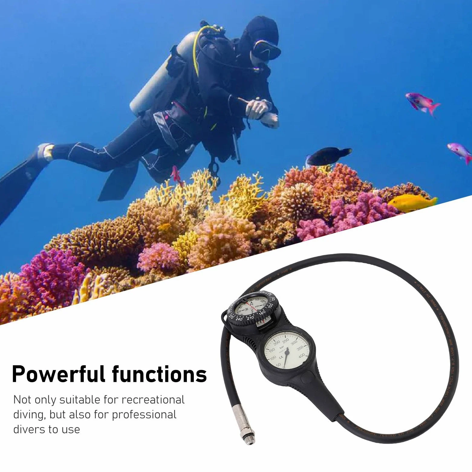 Sorandy Brújula Medidor de Presión de Buceo, Instrumento de Unidad Múltiple con Pantalla Clara con Material Plástico de Larga Duración, Consola de Instrumentos de Buceo para Recreación