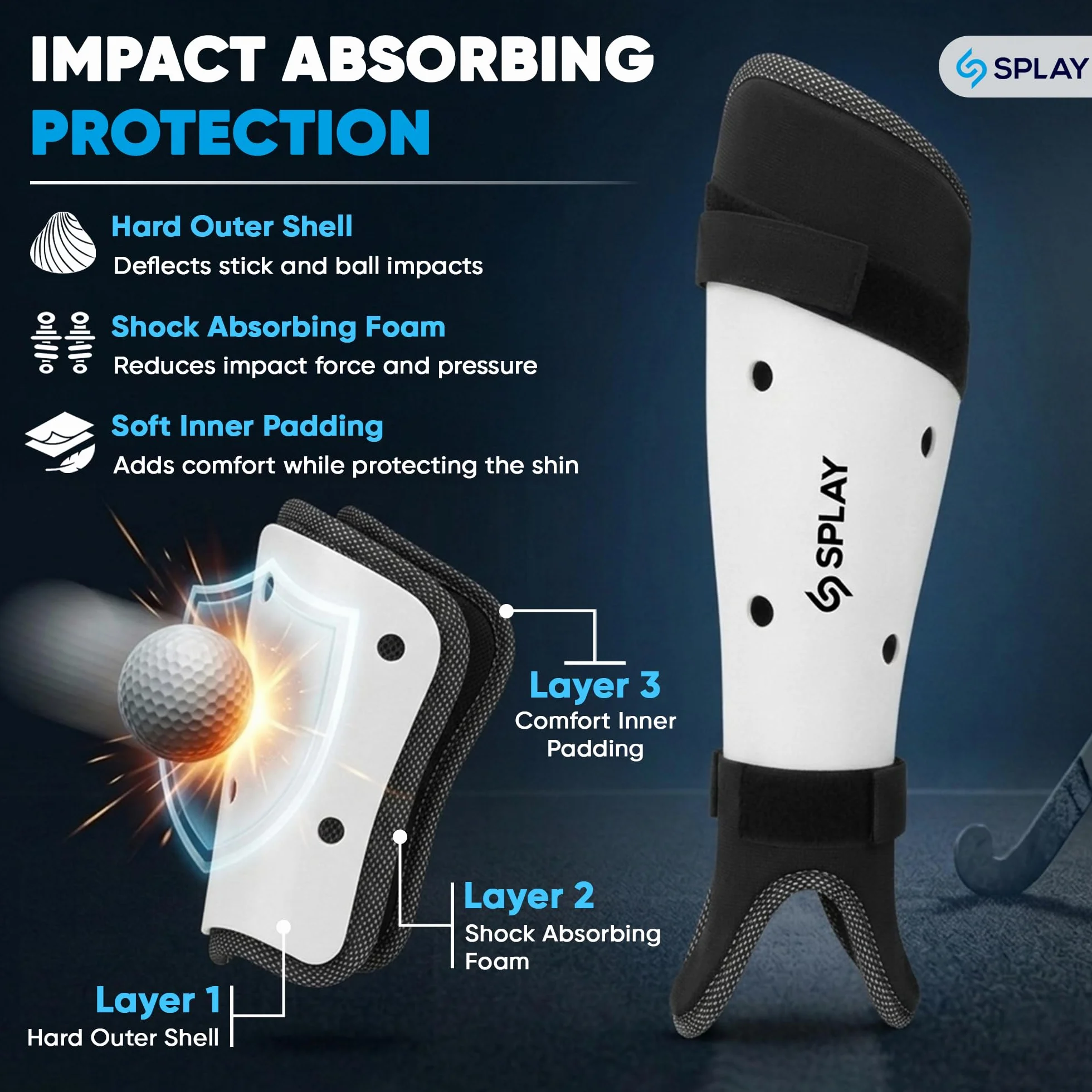 ES Splay Club Hockey Shin Pad