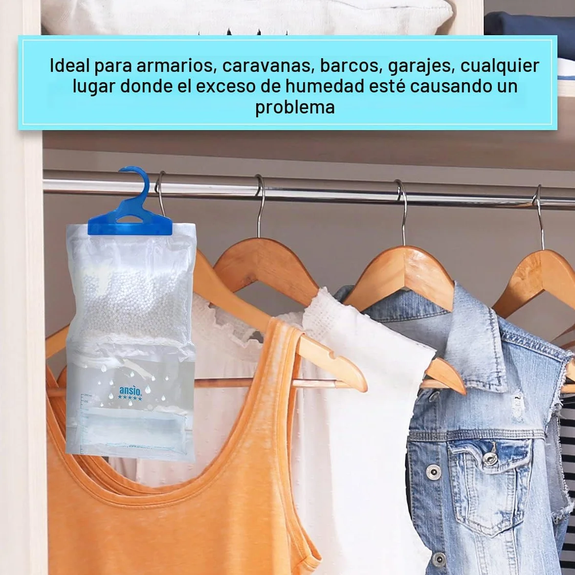 ANSIO Bolsas Colgantes Deshumidificadores Armario 210g Absorber Humedad Moho