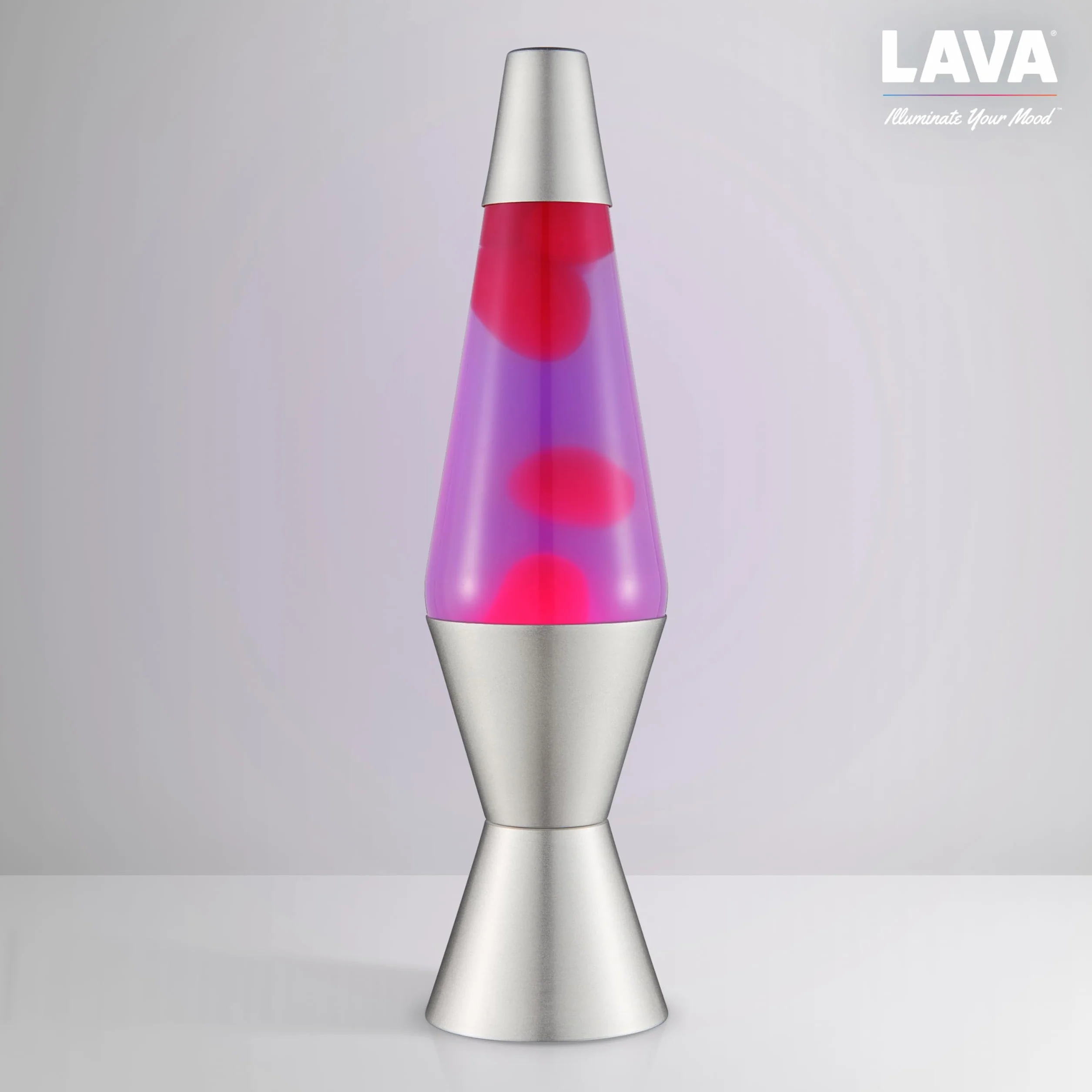 Lámpara Lava 2121 Original 14,5 Pulgadas, Cera Rosa, Líquido Morado