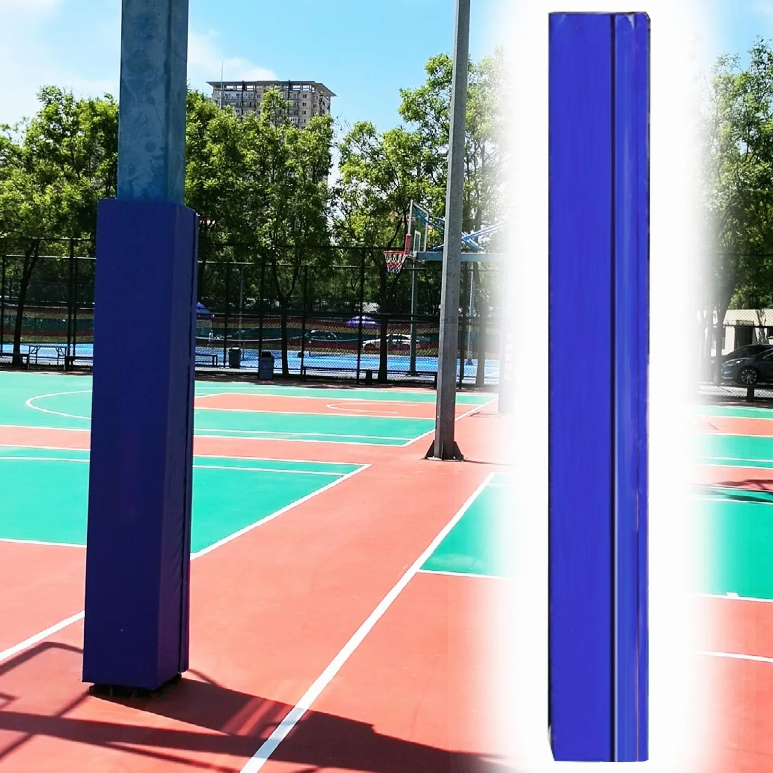 Cubierta protectora de repuesto acolchada para bastones de baloncesto al aire libre, barrera de colisión para mayor amortiguación de seguridad para canchas de baloncesto