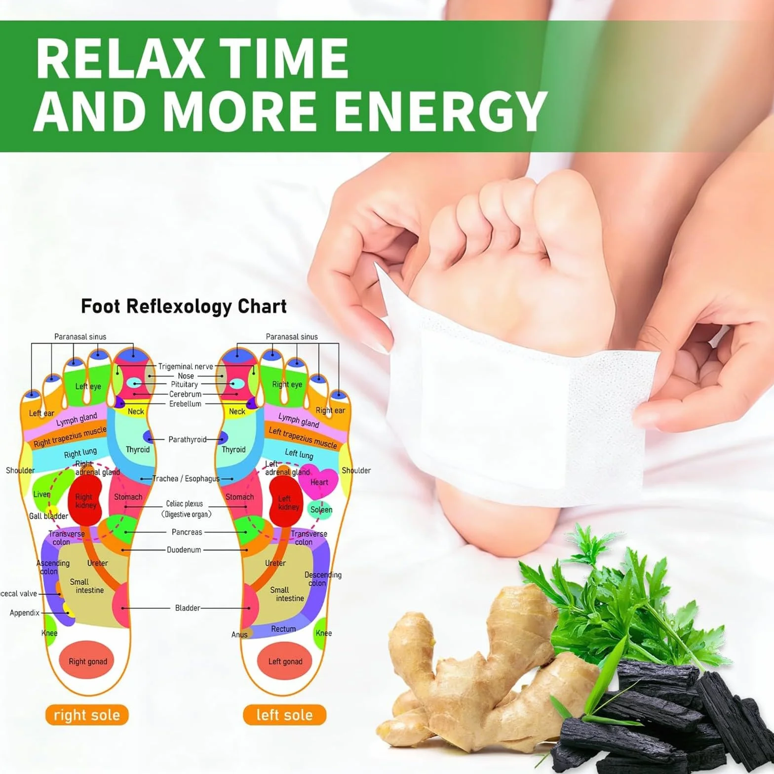 Parches Detox para Pies, Naturales Bambu Ajenjo, Eliminar Toxinas, Alivio Dolor y Estrés, Mejorar el Sueño, 30 Piezas